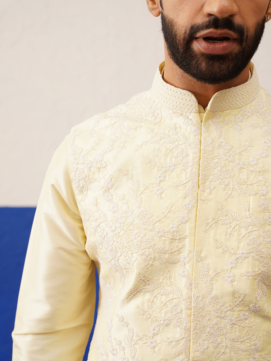 Lemon Yellow bundi kurta set
