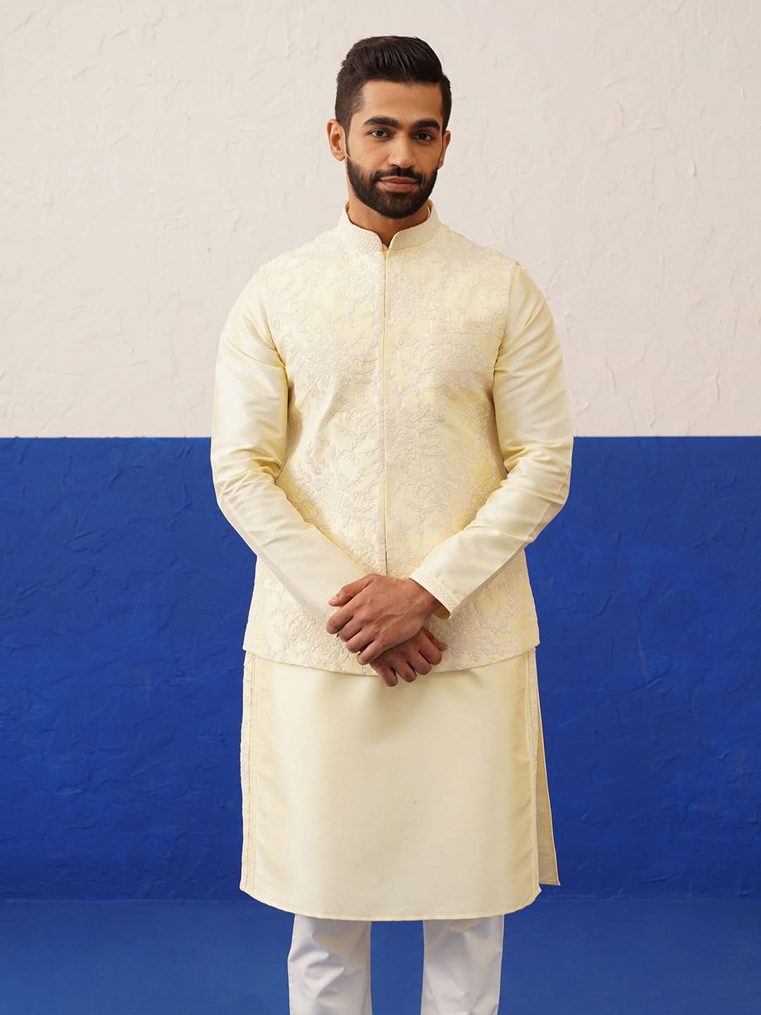 Lemon Yellow bundi kurta set