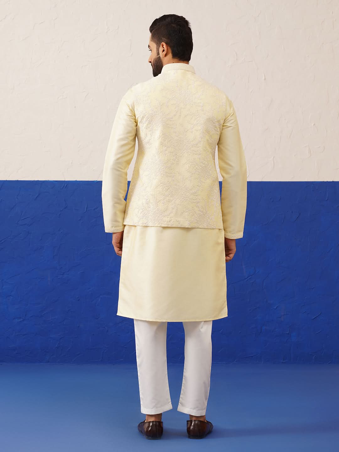 Lemon Yellow bundi kurta set