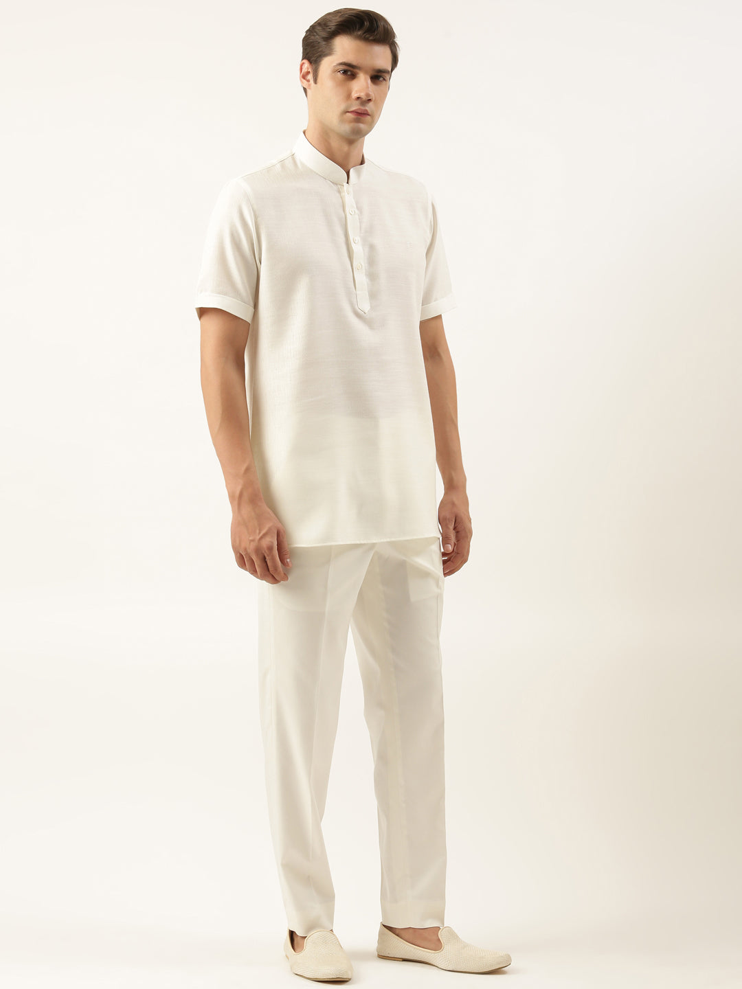 White Cotton Short Kurta