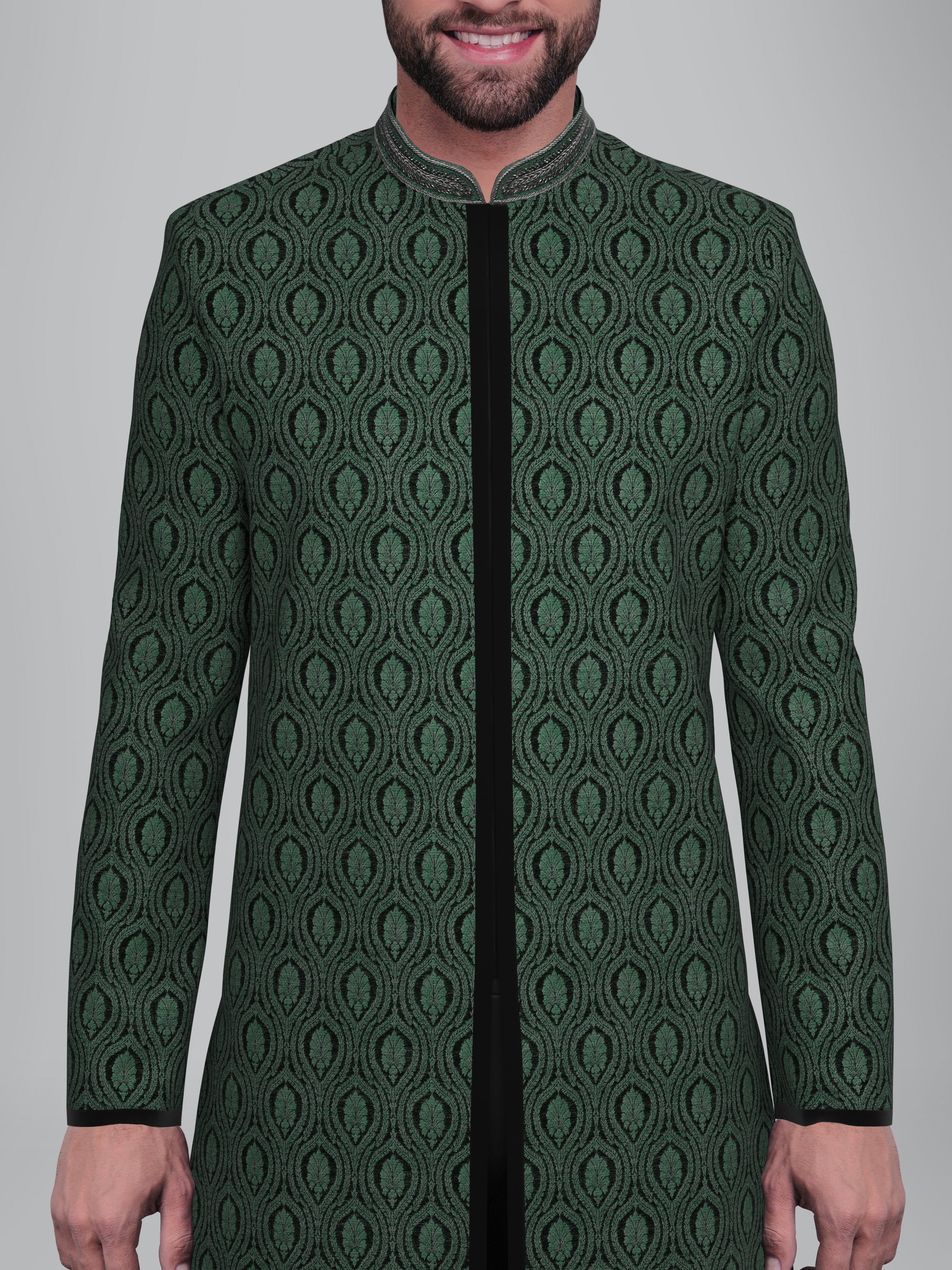 Green Black Indowestern With Salwar