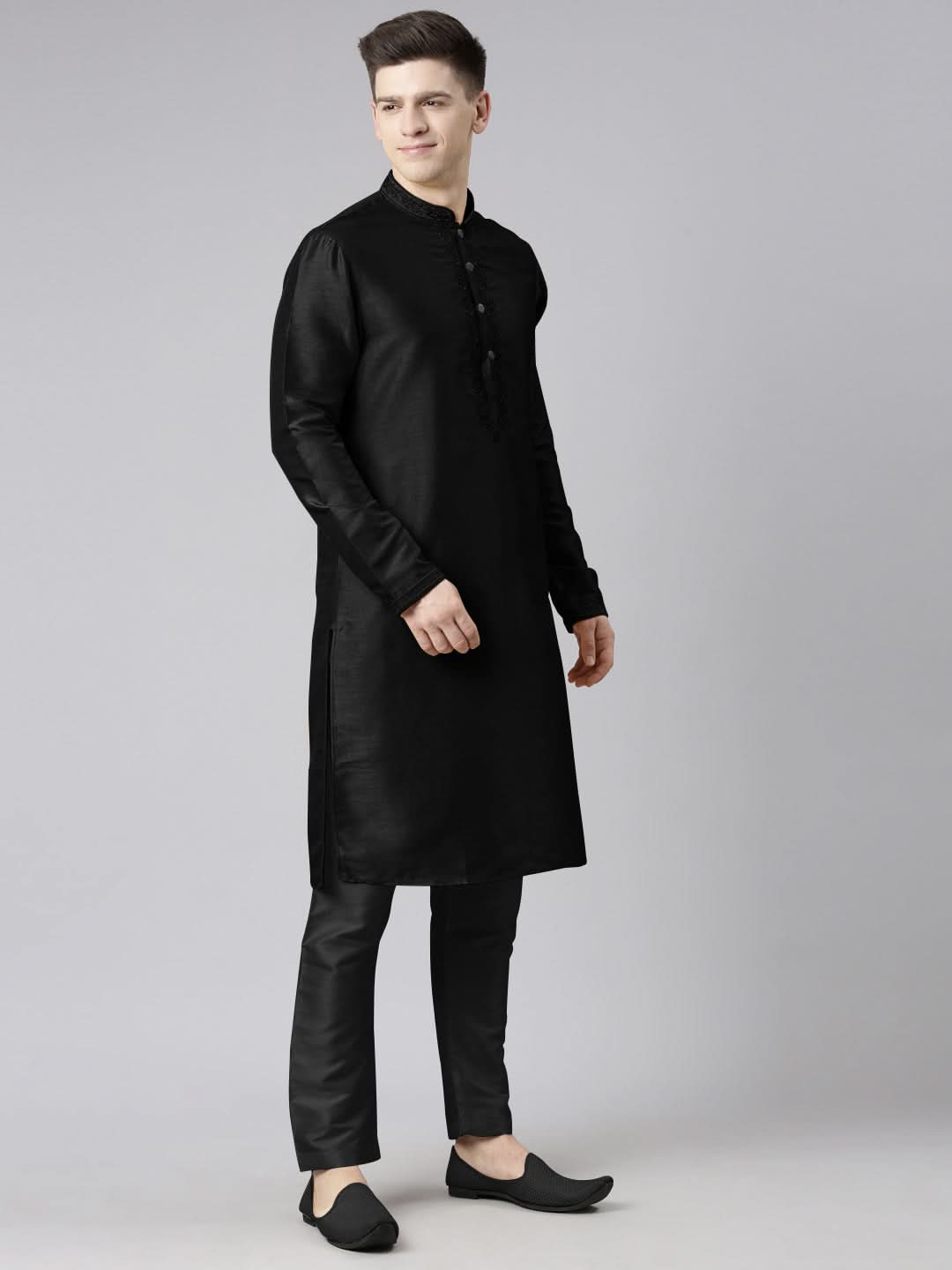 Black Embroidered Kurta Set