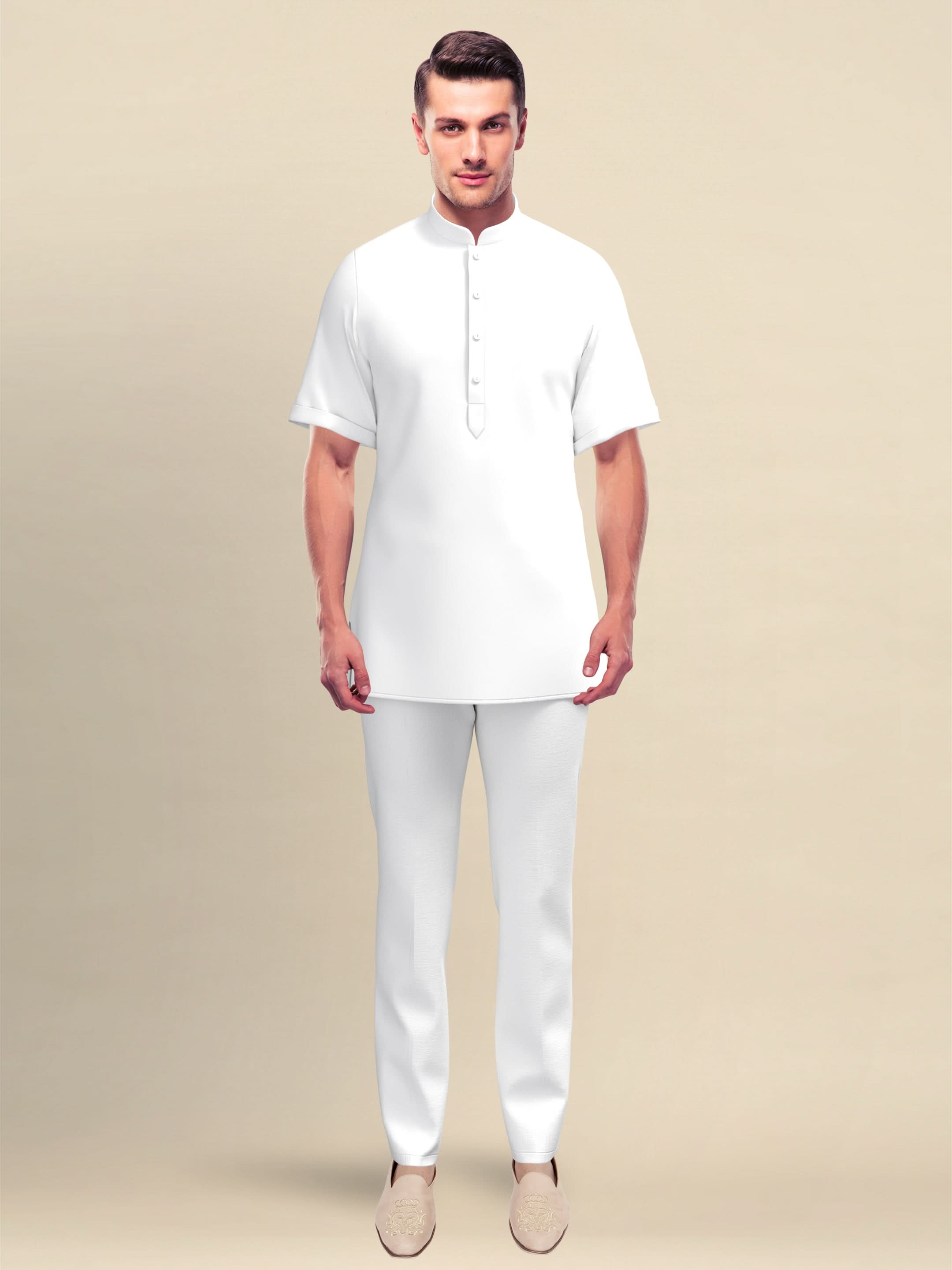 White Plain Short Kurta