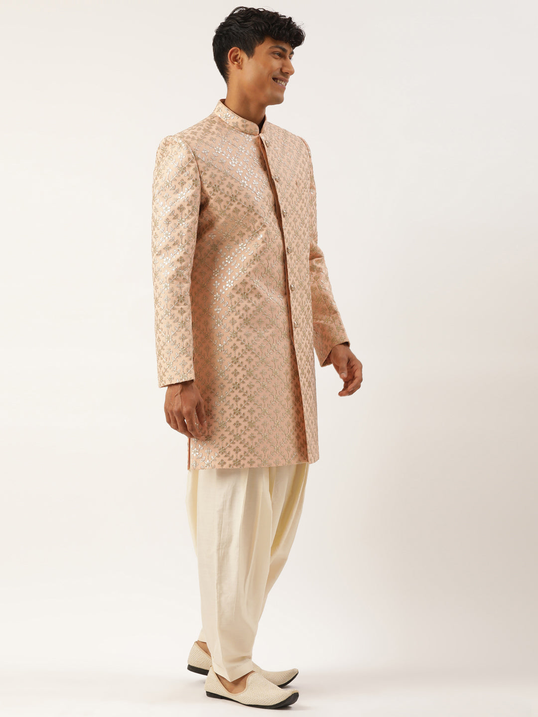 Peach Gota Patti Embroidered Indowestern