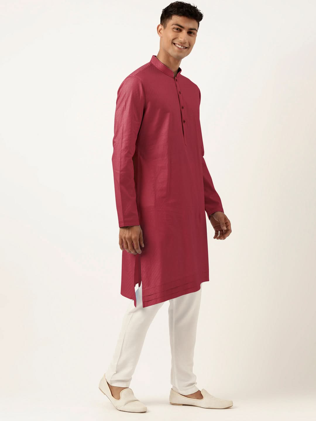 Scarlet Red Asymmetrical Cotton Kurta Set