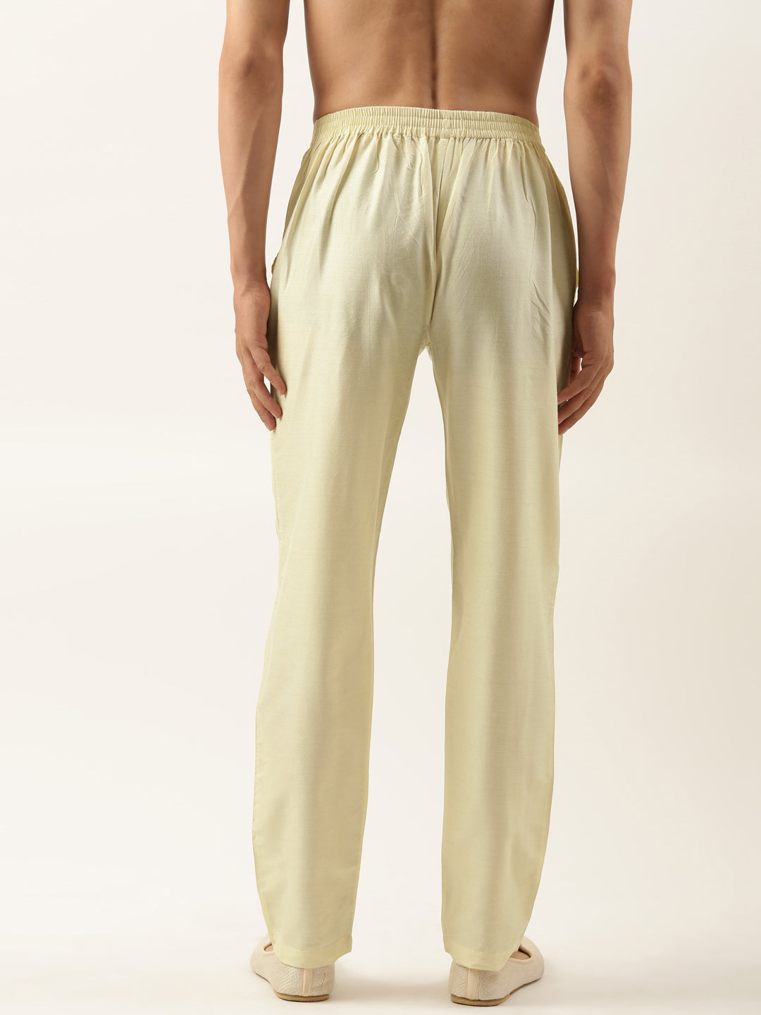 Beige Cotton Silk Pant Pajama