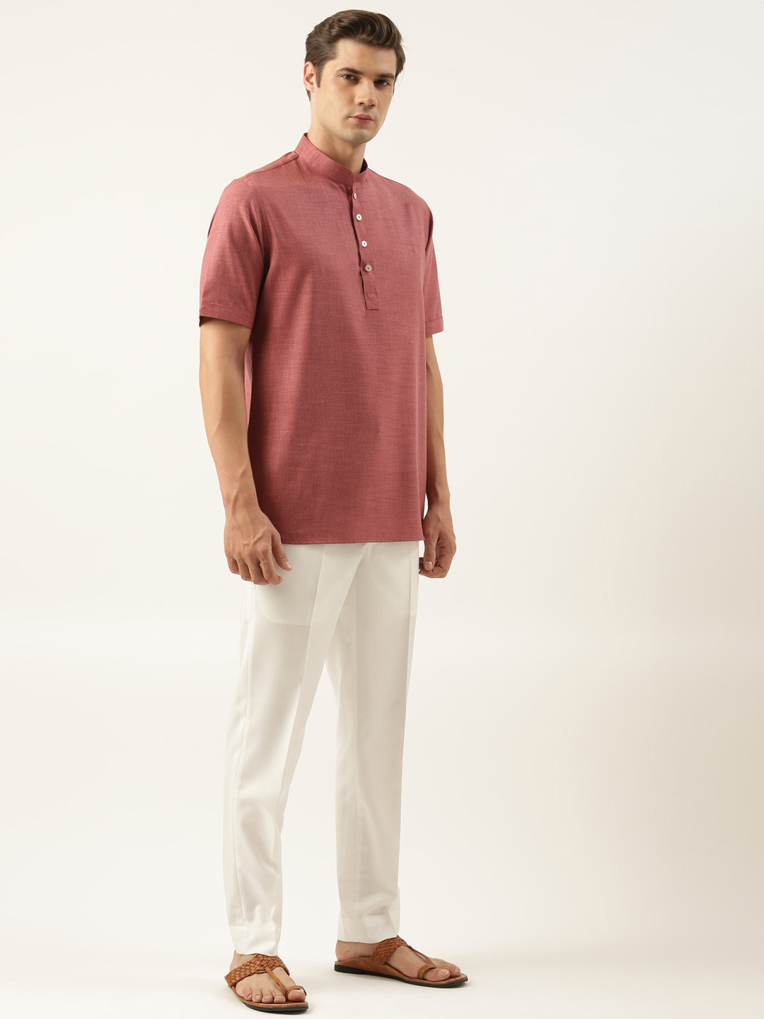 Maroon Cotton Short Kurta