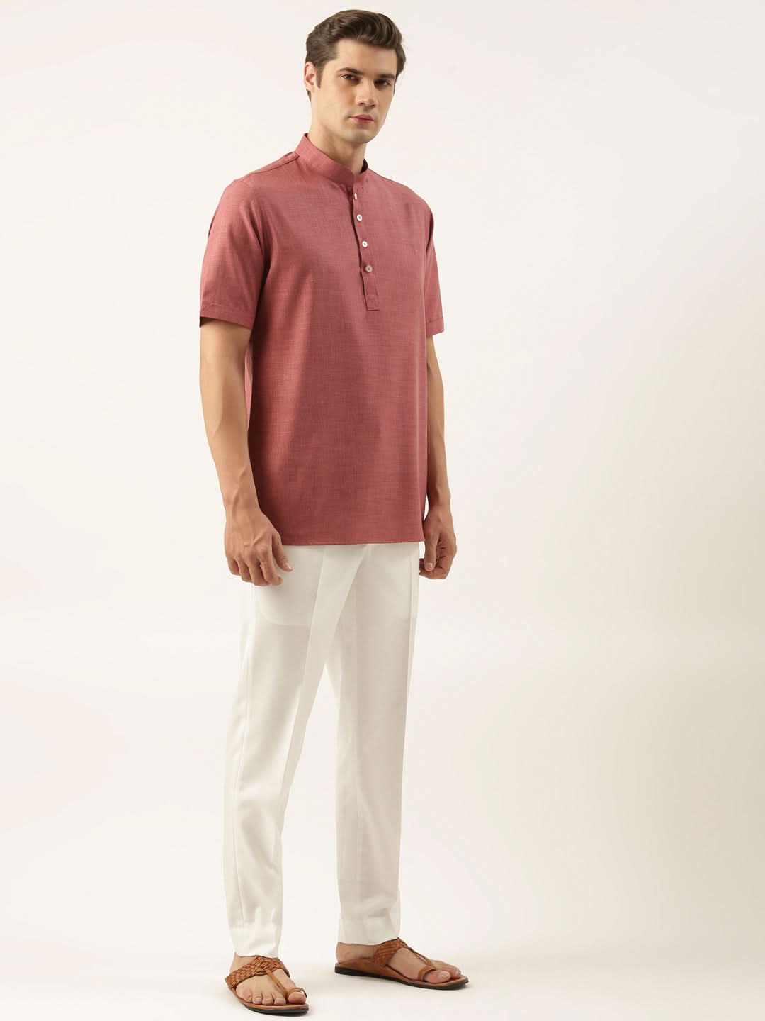 Maroon Cotton Short Kurta