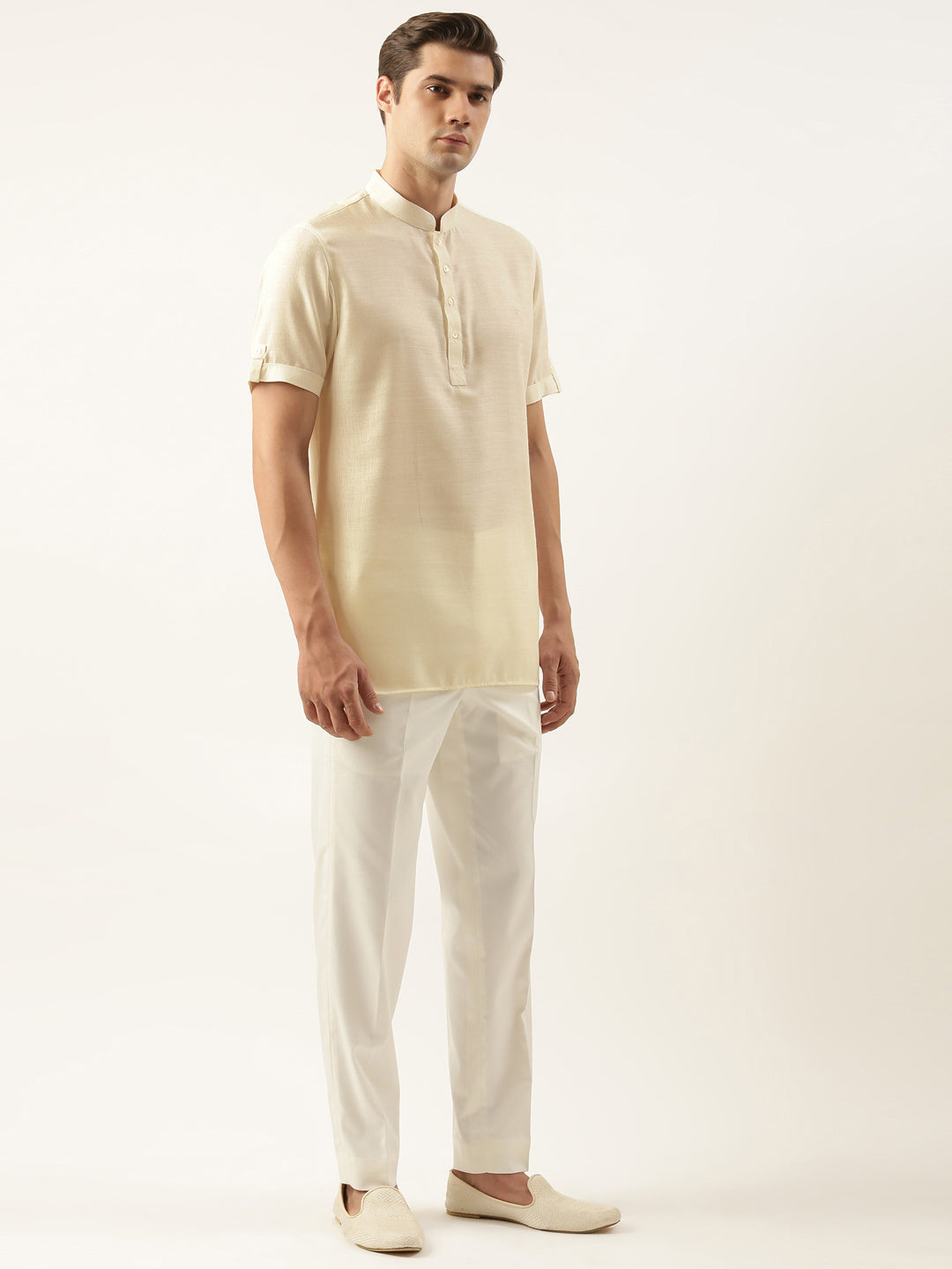 Cream Cotton Short Kurta Set