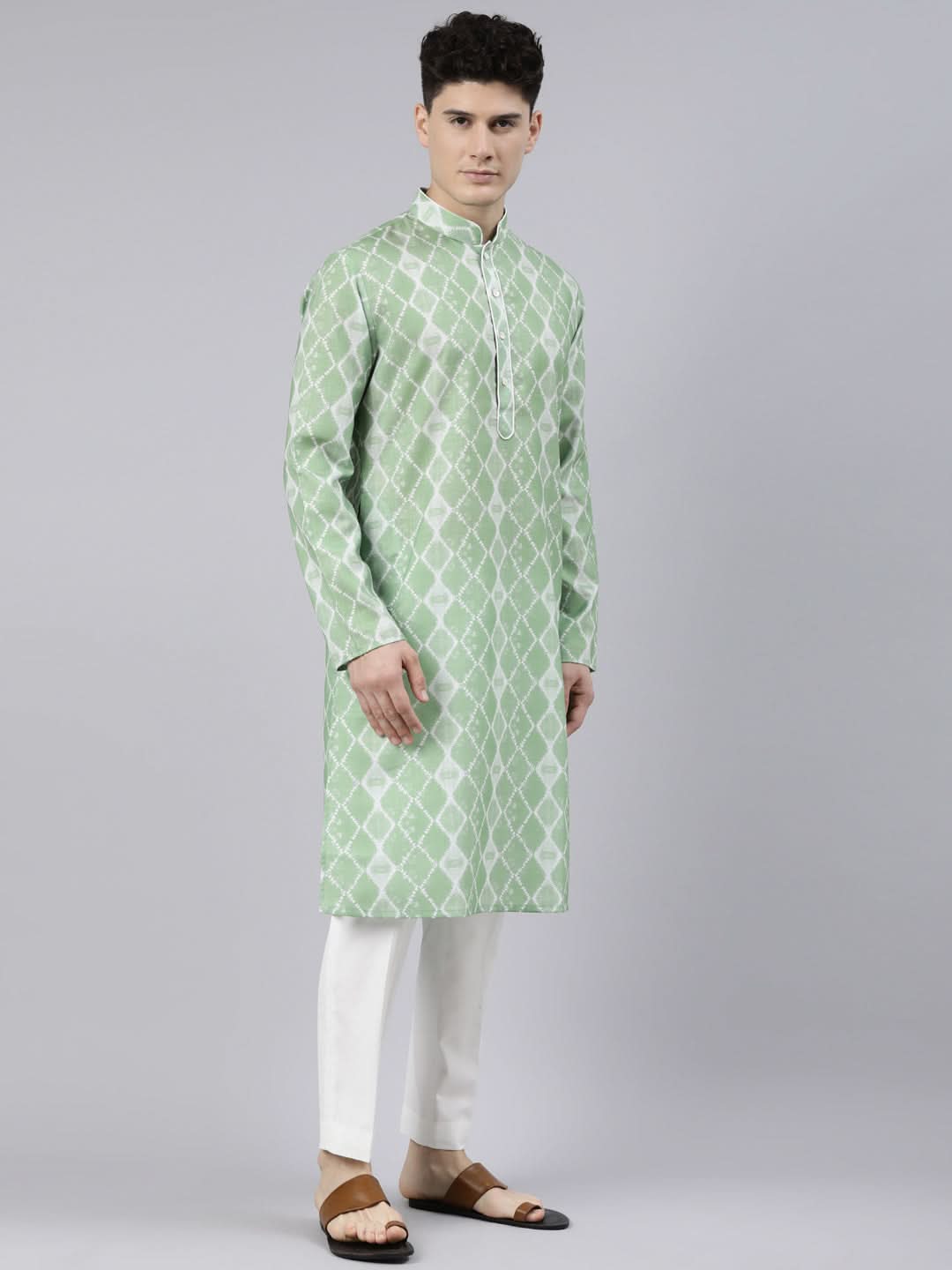 Light Green Tie Dye Kurta Set