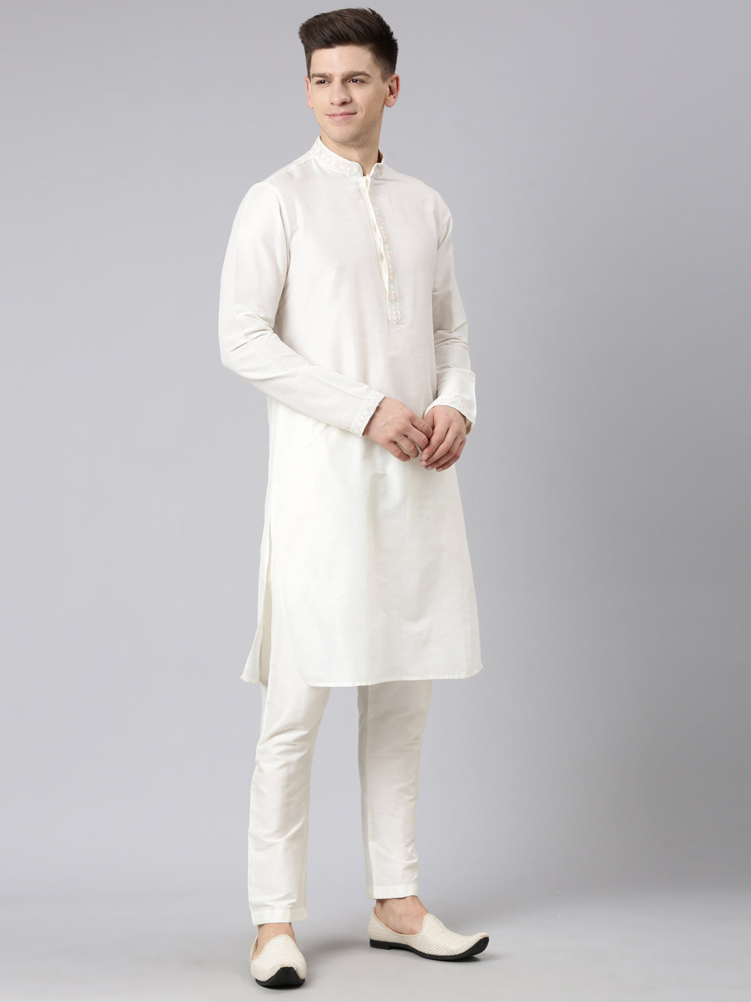 Cream Dori Embroidery Kurta