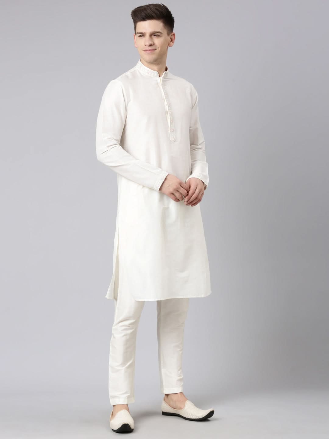 Cream Dori Embroidery Kurta