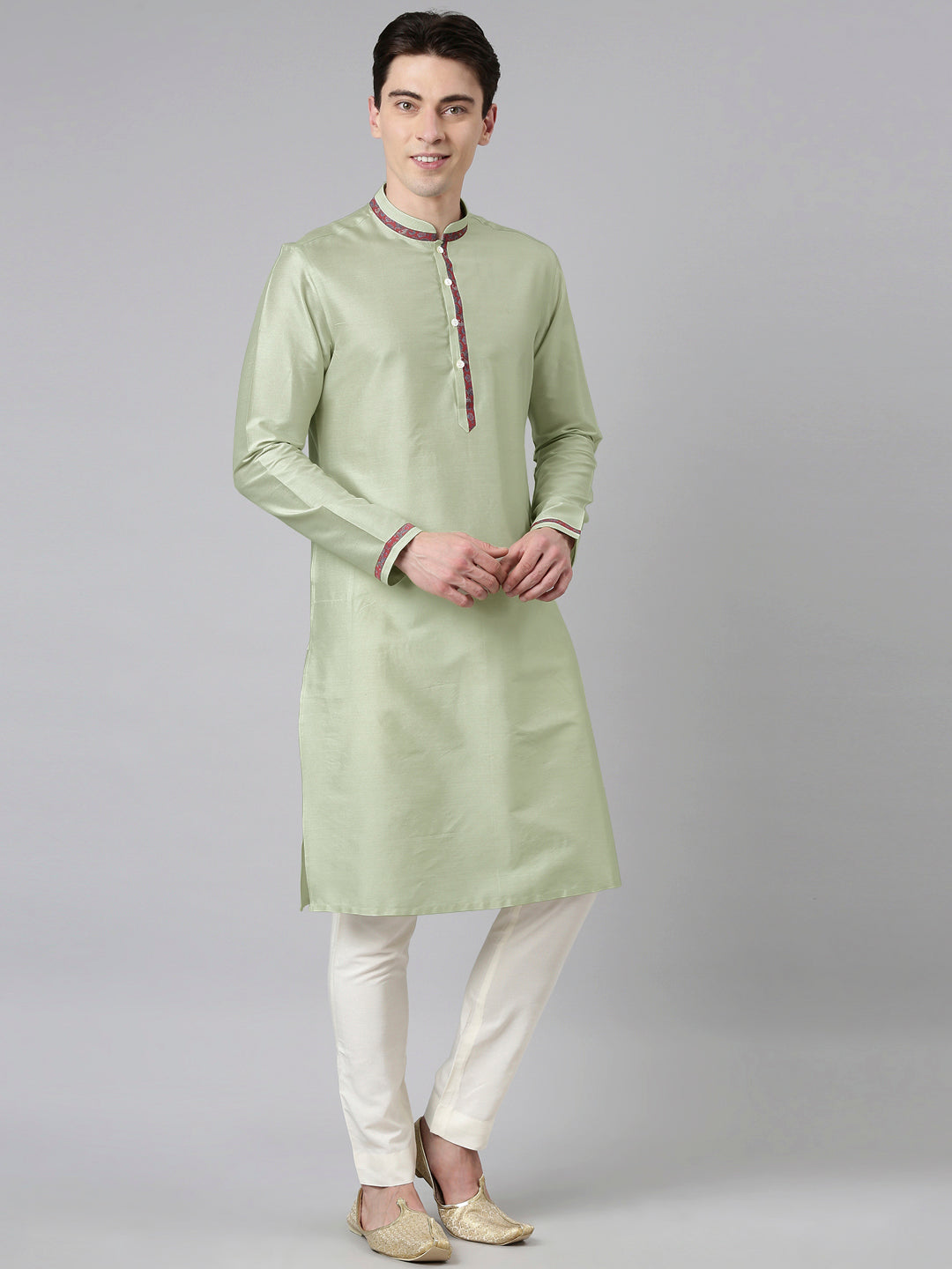 Red Printed Jacket With Kurta