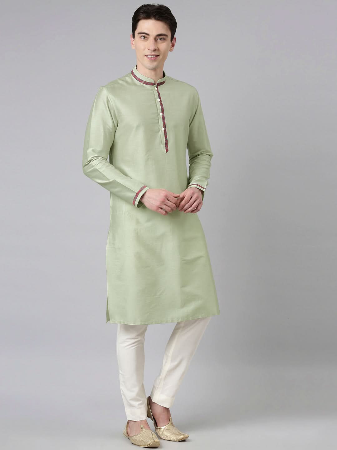 Red Printed Jacket With Kurta