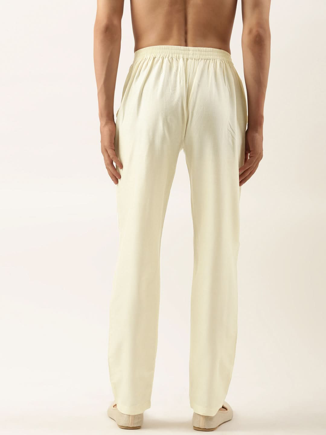 Cream Cotton Silk Pant Pajama