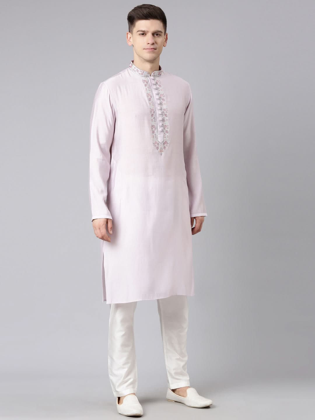 Lavender Embroidered Kurta Set