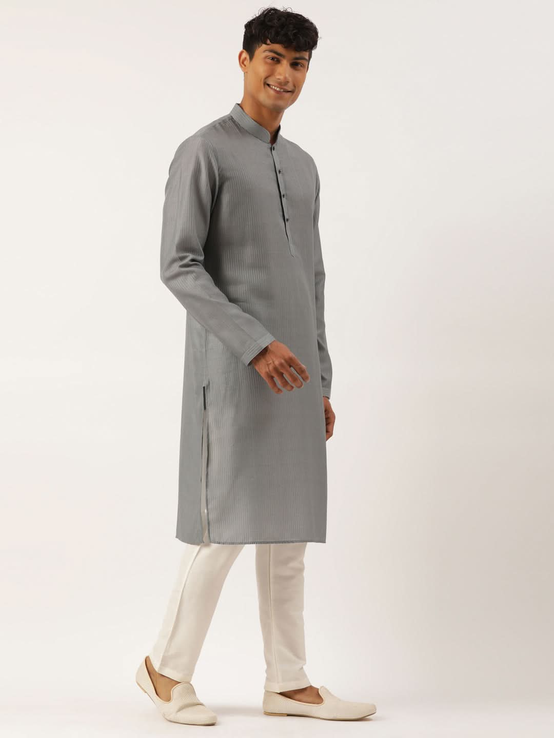 Grey Stitchline Kurta Set
