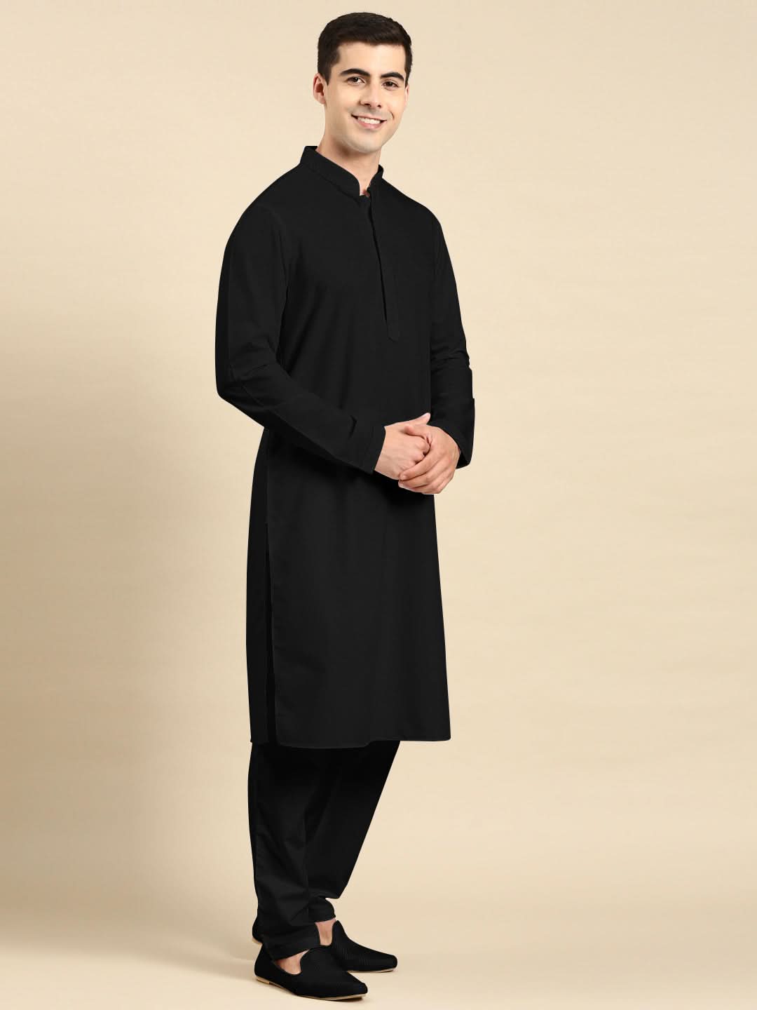 Black fine Cotton Kurta Set
