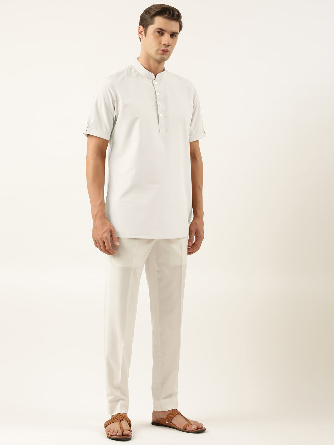 Off White Cotton Short Kurta Set
