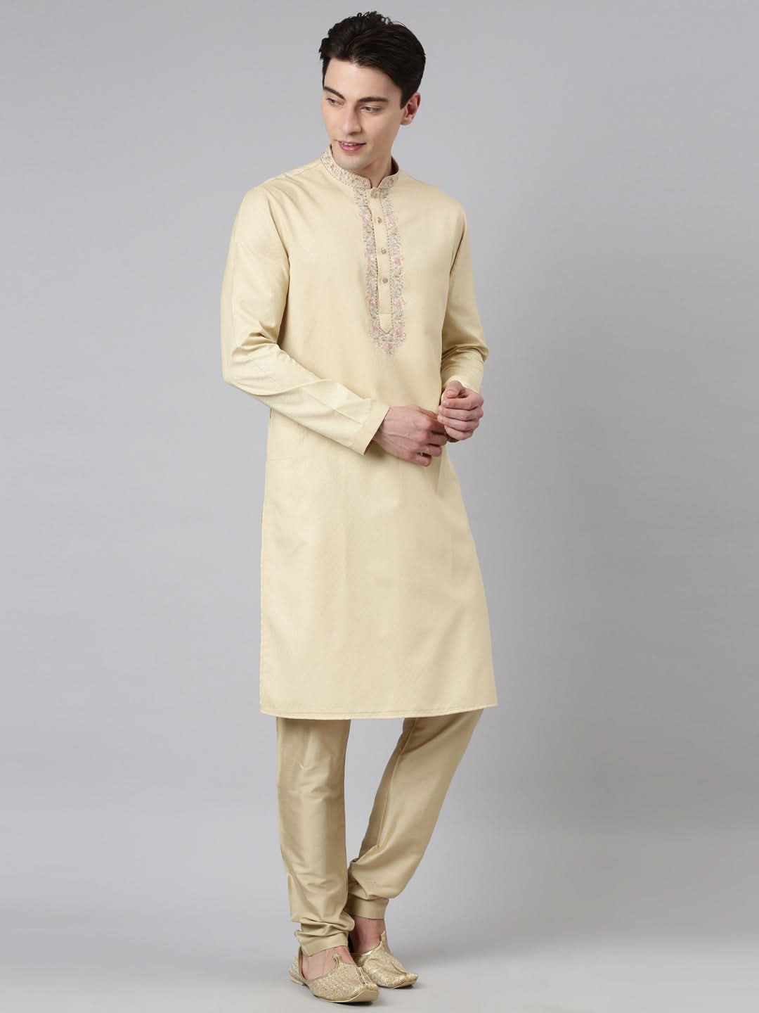 Beige Embroidered Kurta Set