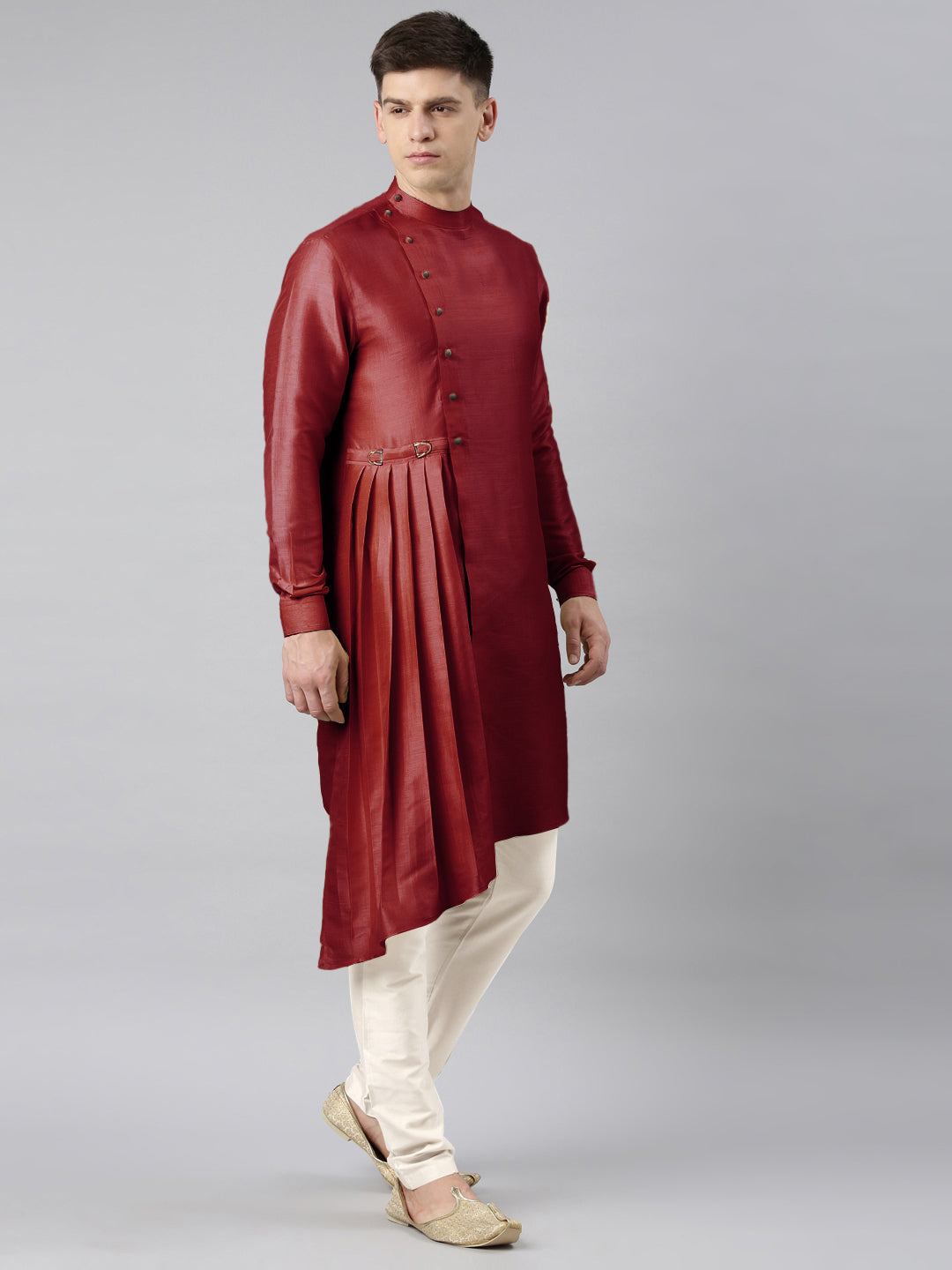Maroon Drape Kurta Set