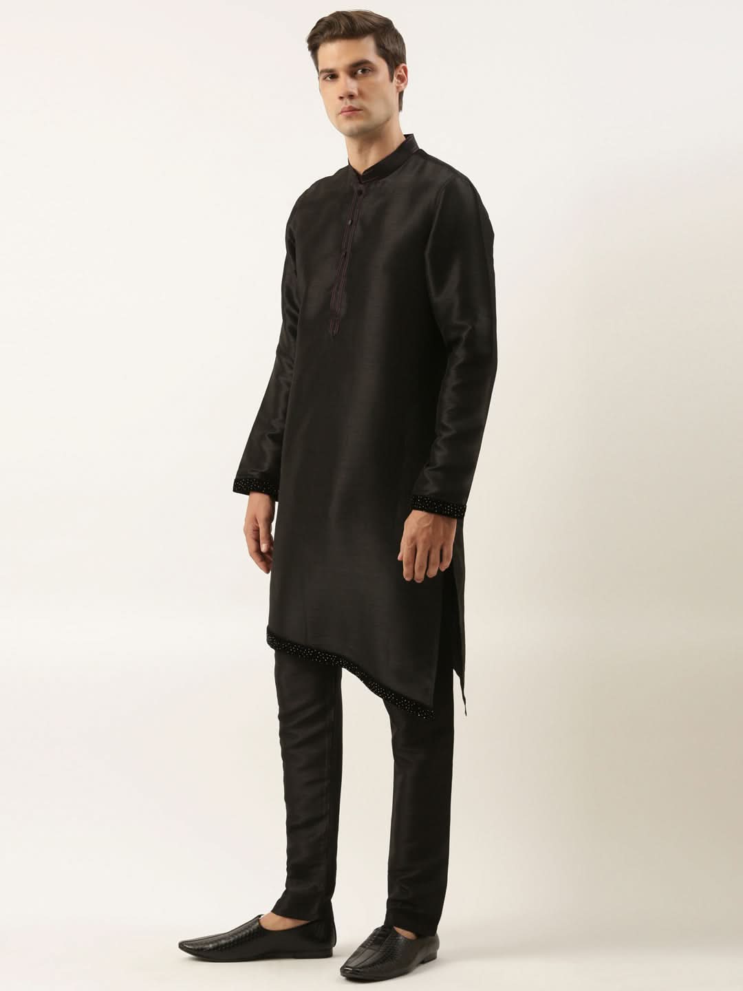 Black Purple Jacket Kurta Set