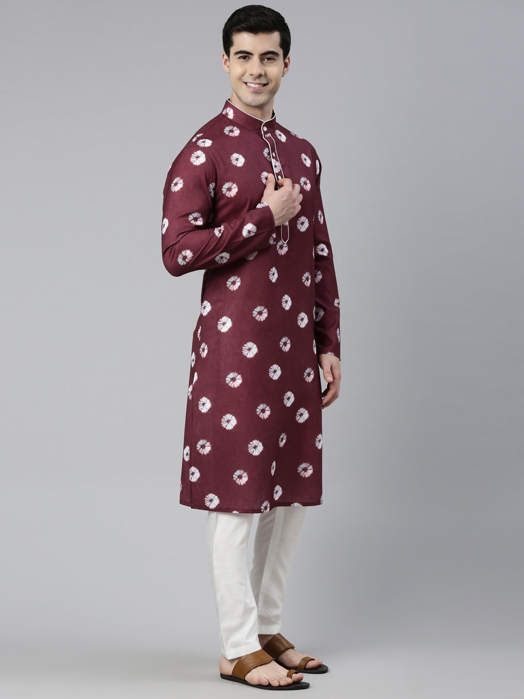 Maroon Bandhani Kurta Set