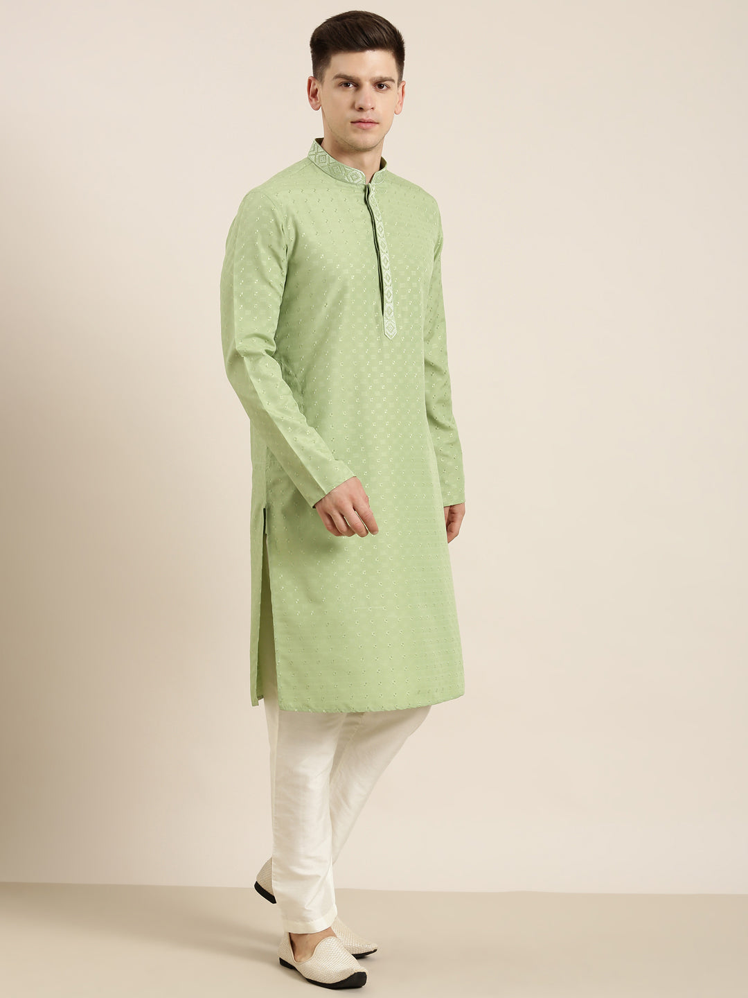 Light Green Embroidered Kurta Set