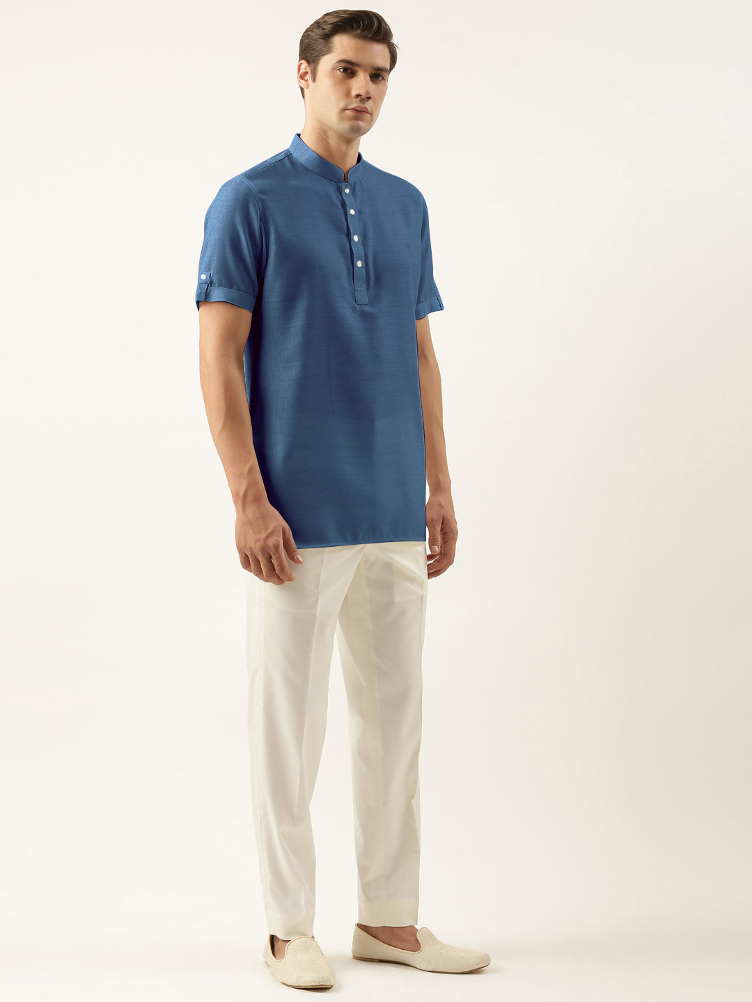 Denim Blue Cotton Short Kurta Set