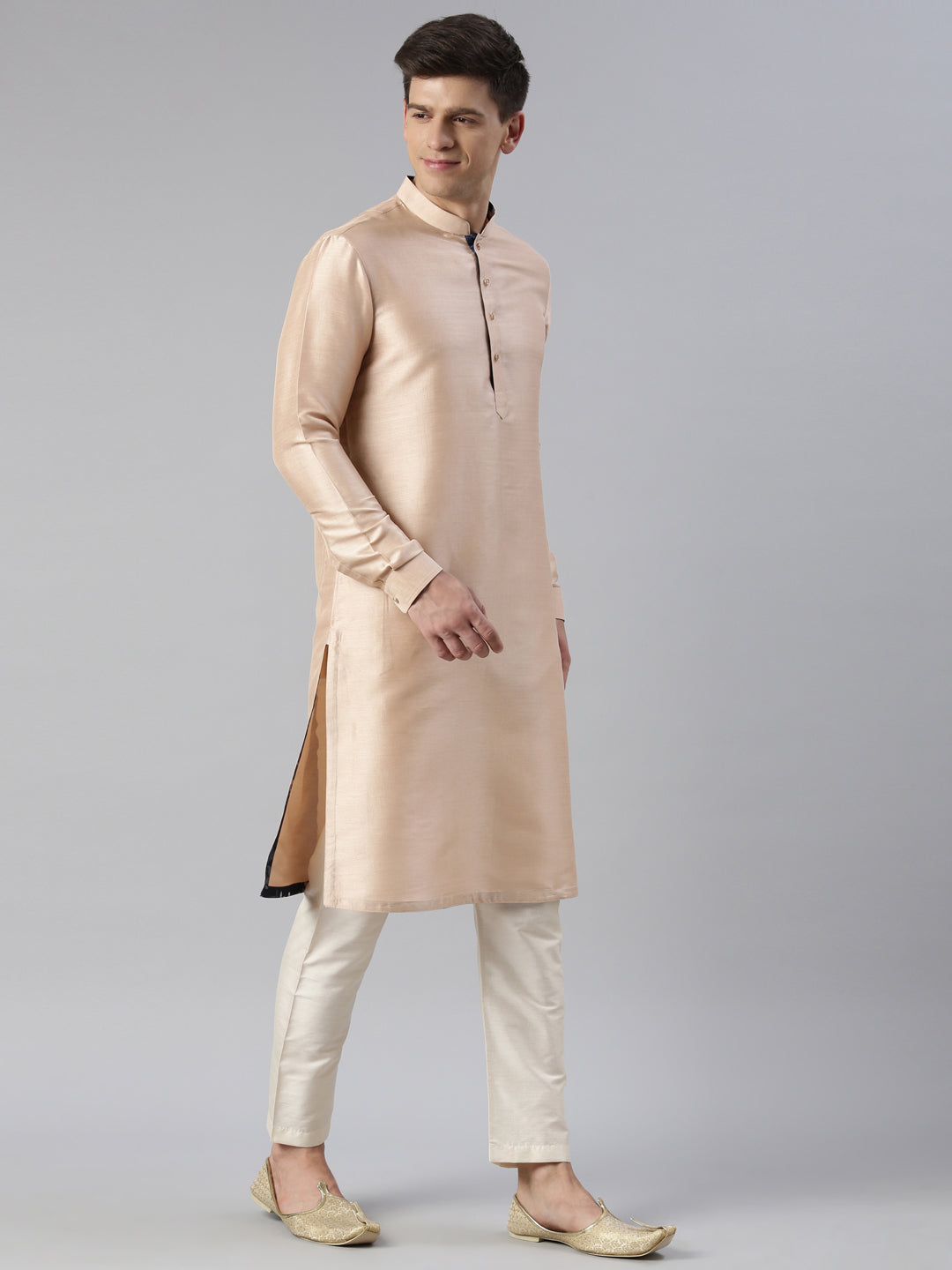 Blue Printed Jacket Kurta Set
