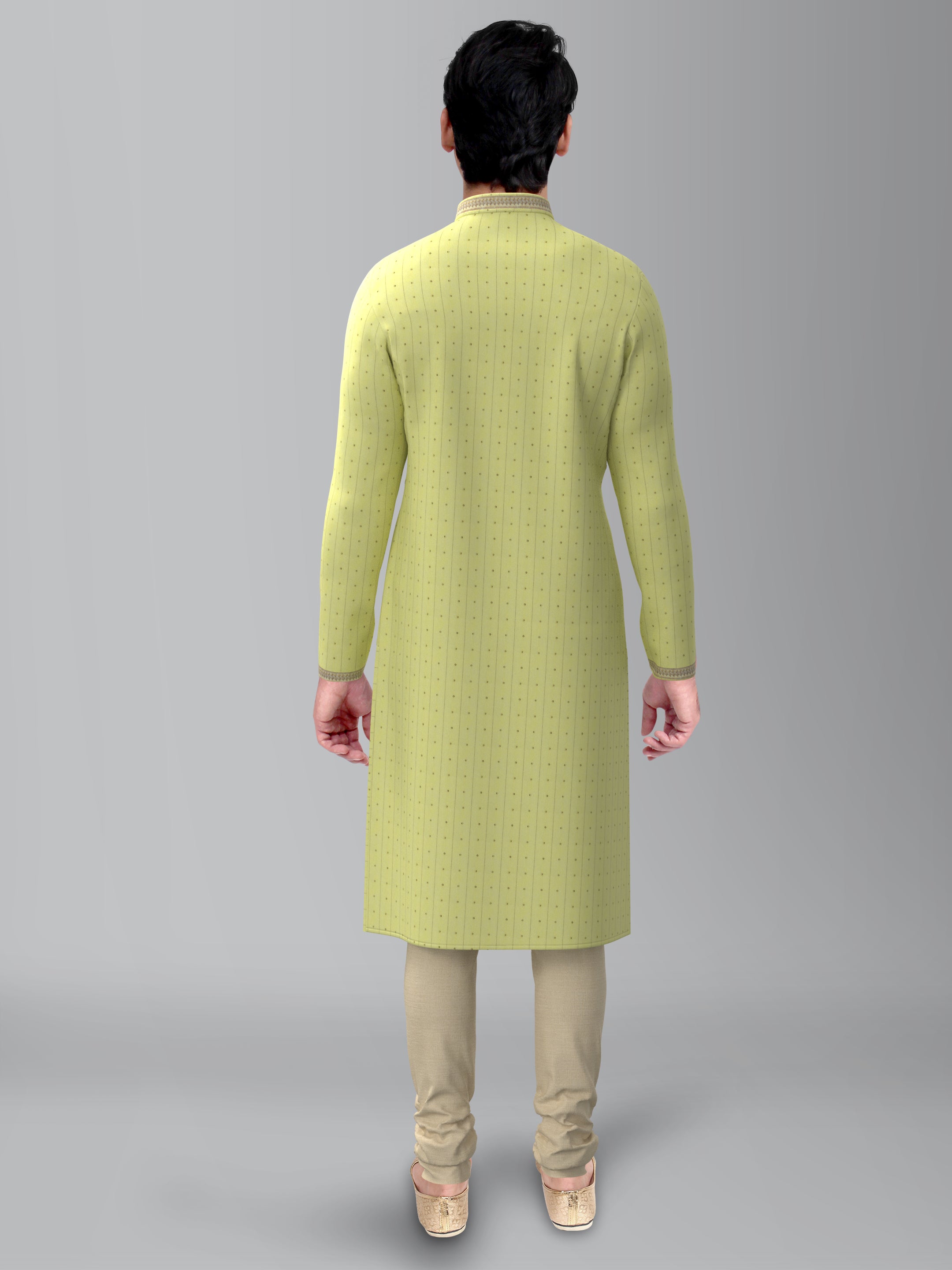 Lemon Yellow- Gold Zari Sequence Kurta Set