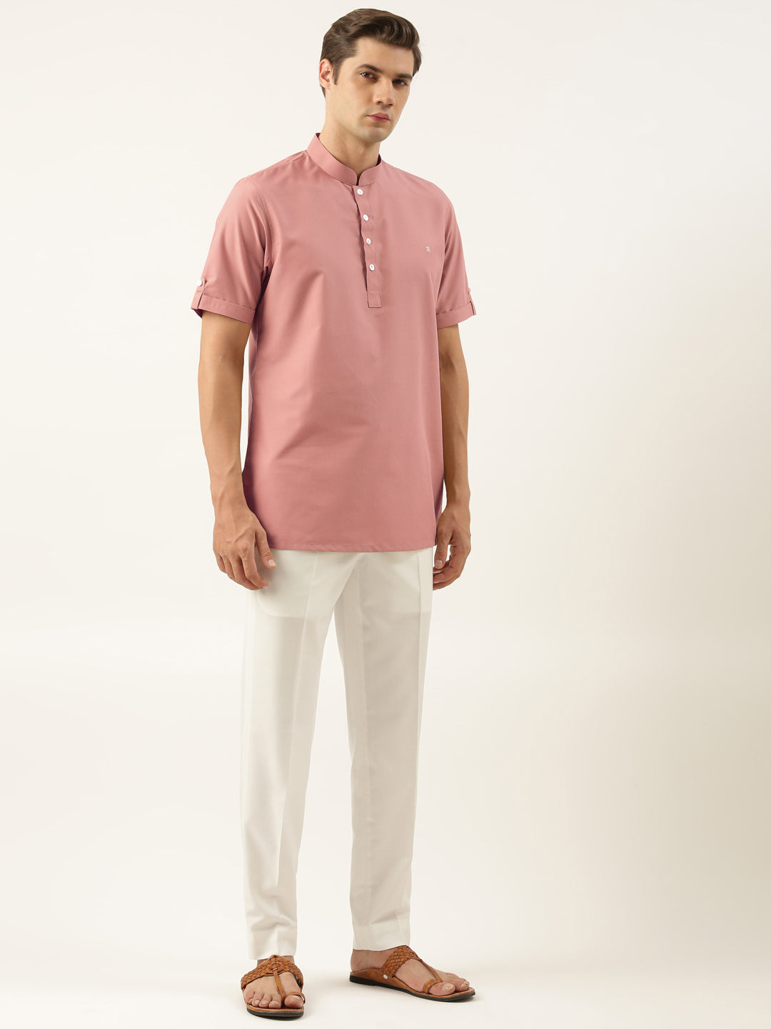 Dark Pink Cotton Short Kurta Set