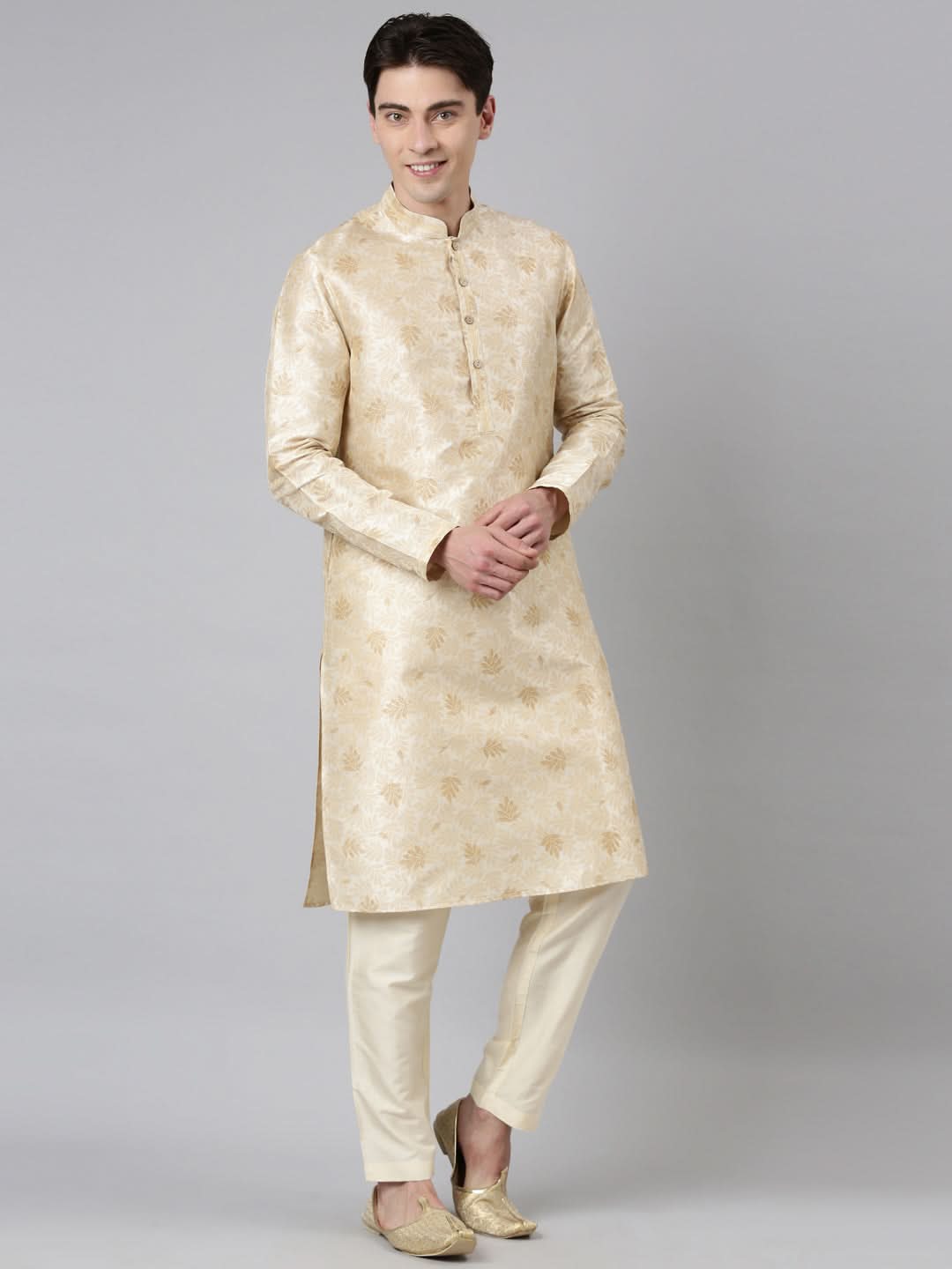 Beige Printed Kurta Set