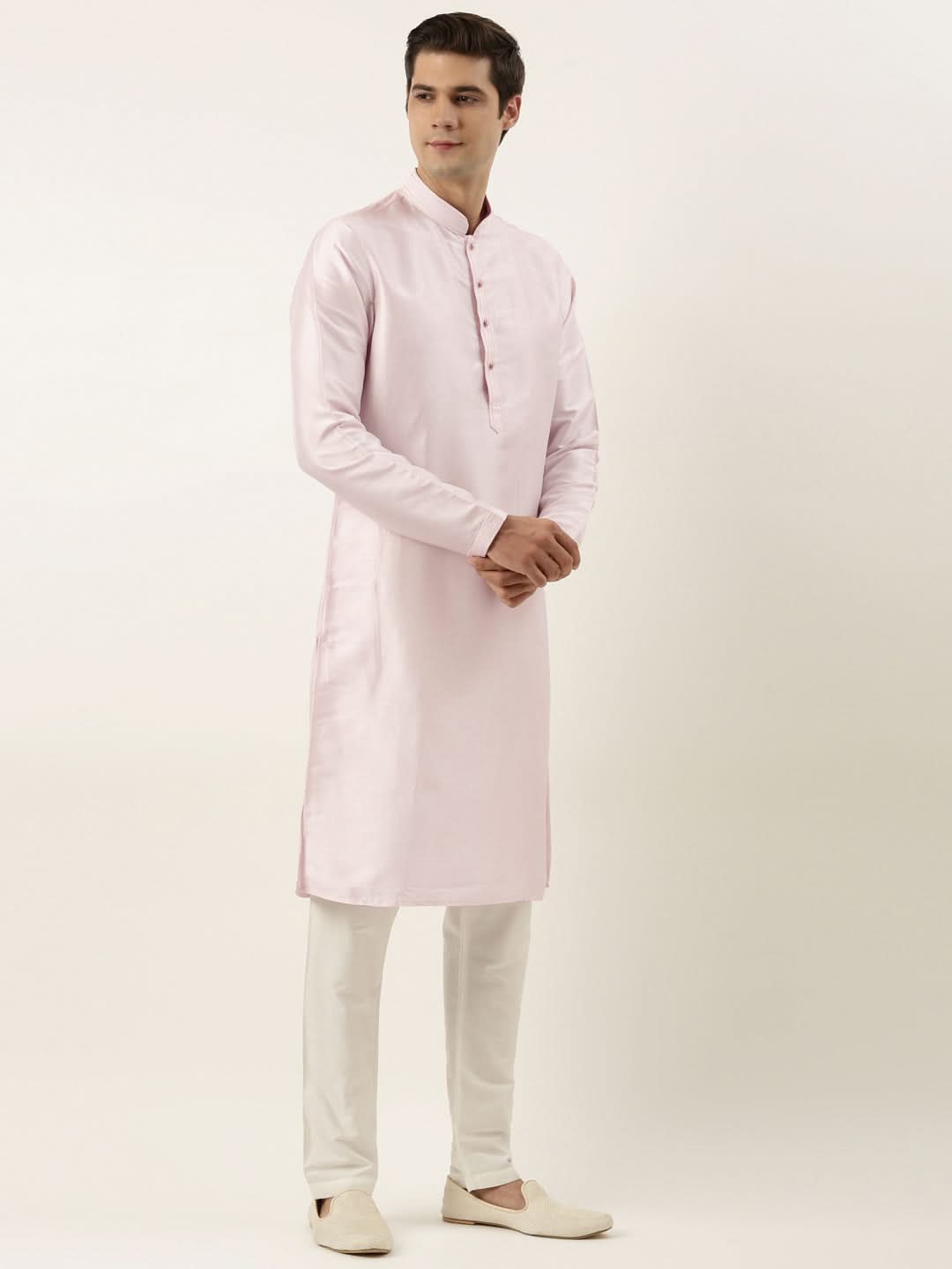 Grey floral embroidered Jacket Kurta Set