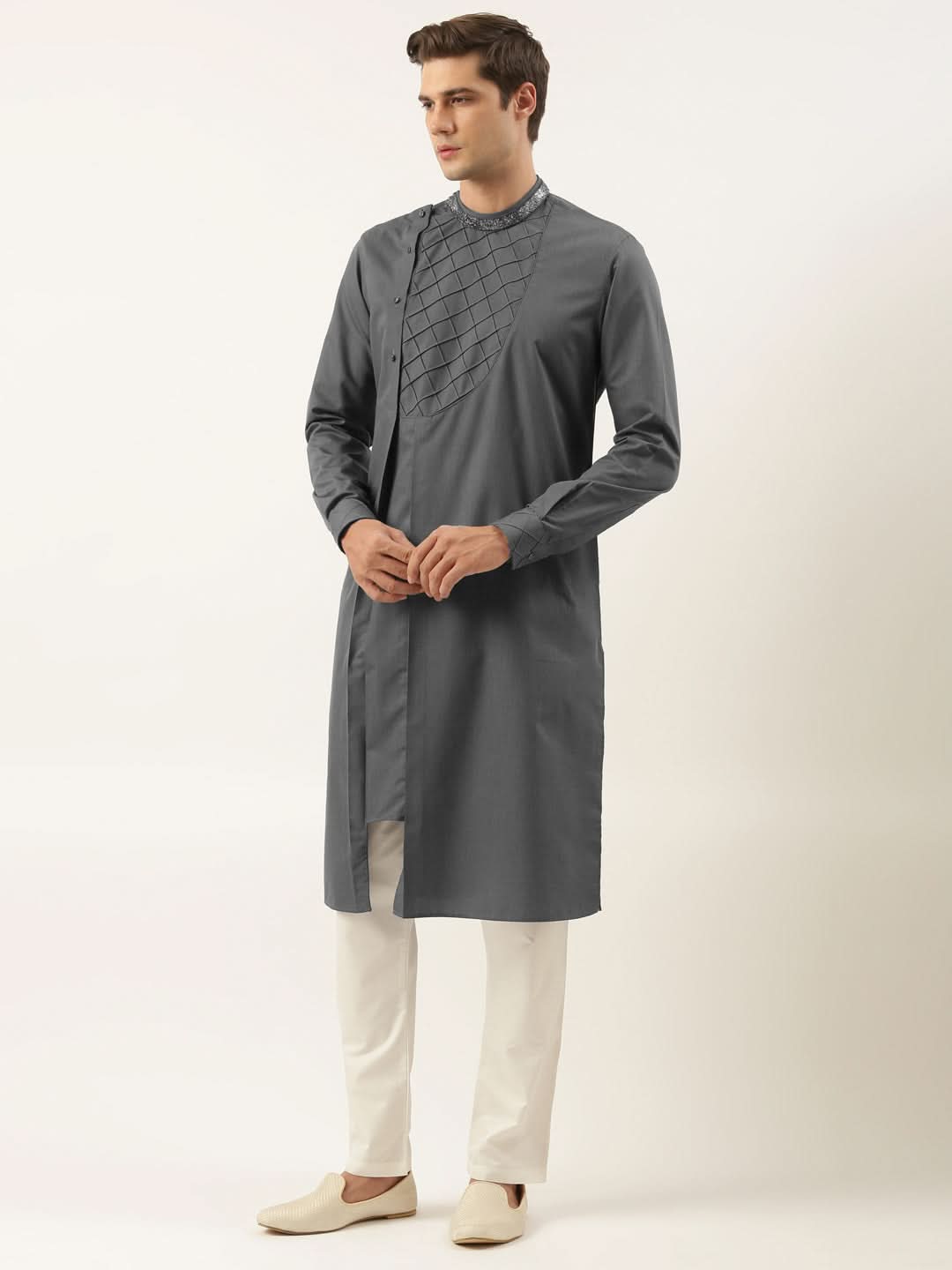 Grey Cotton Kurta Set