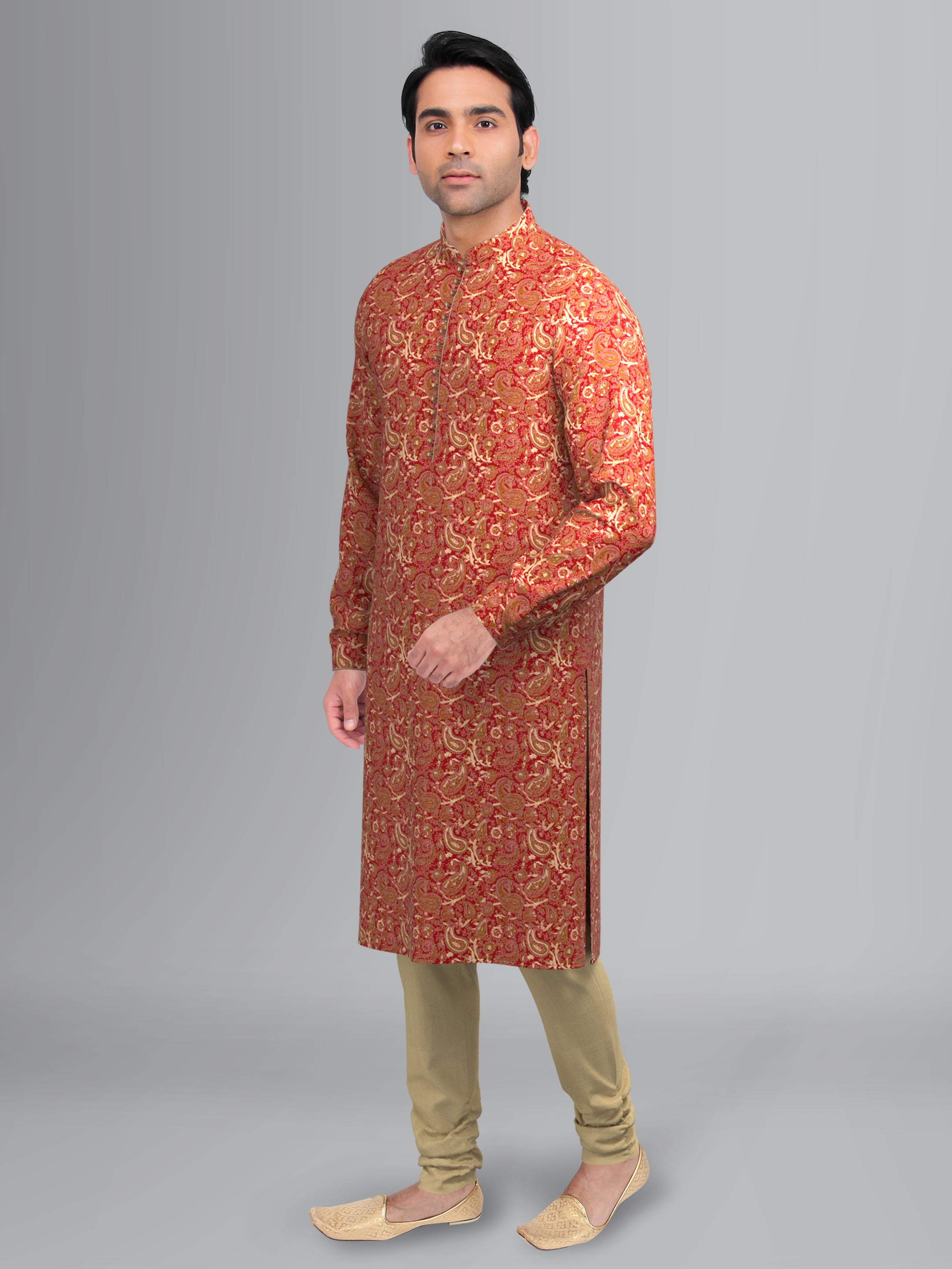 Maroon Paisley Block Printed Kurta