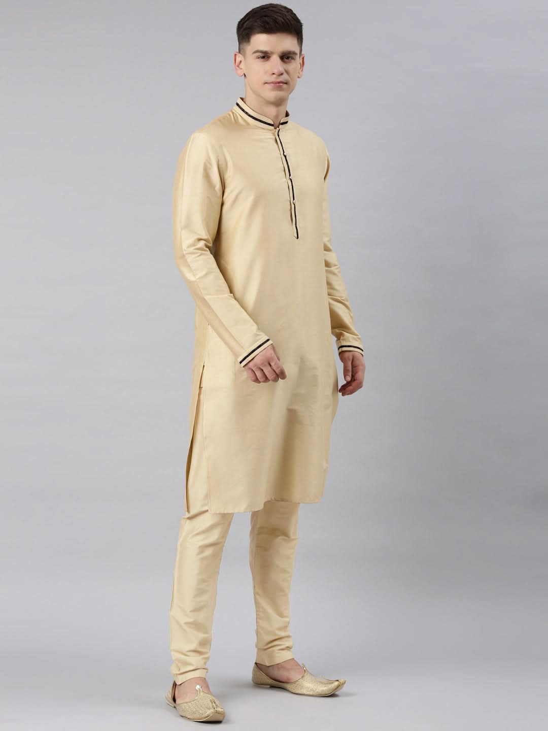 Navy Banarasi Bundi With Gold Kurta Set