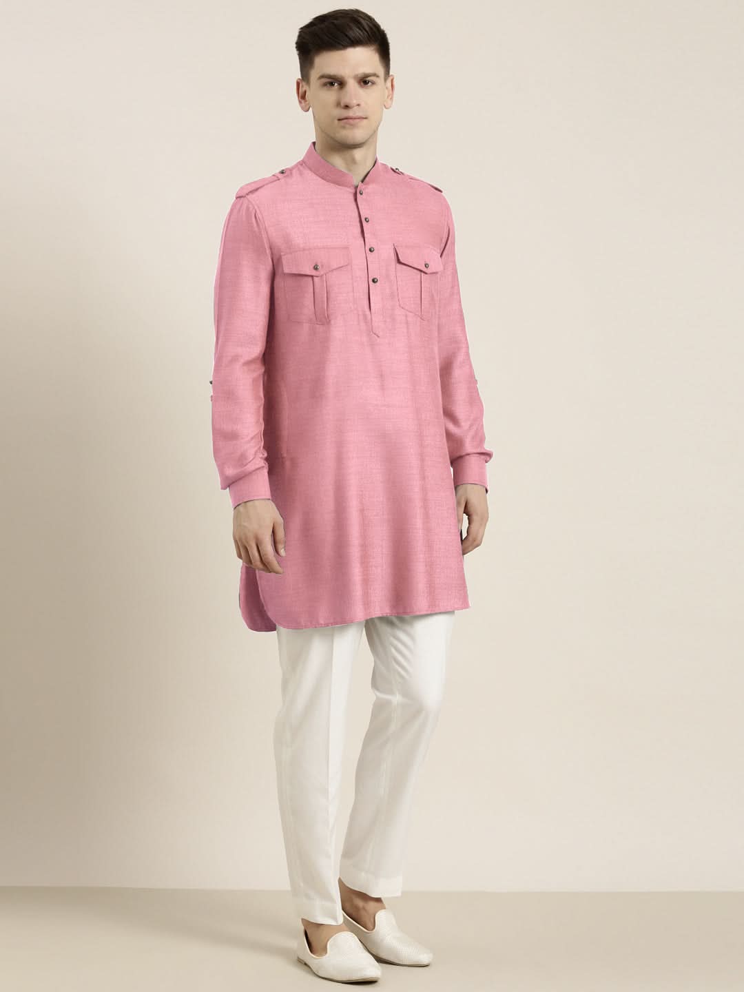 Old Rose cotton Short Pathani
