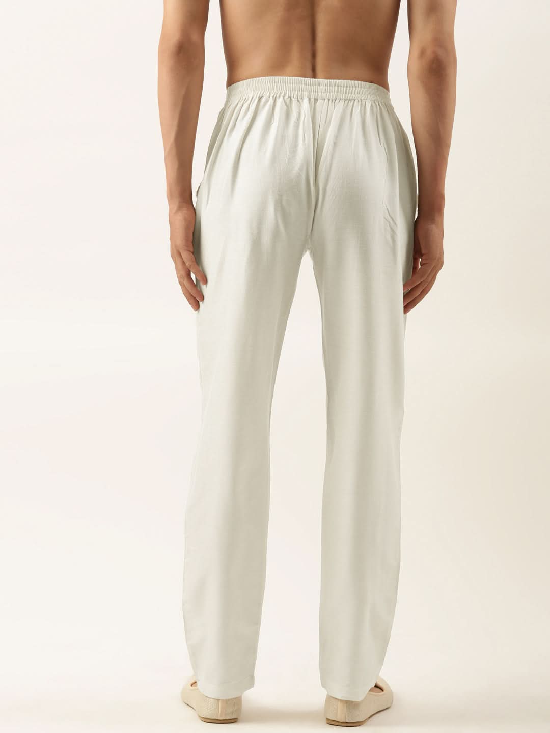 Off White Cotton Silk Pant Pajama