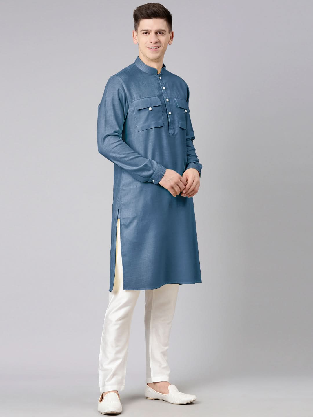Denim Blue Pathani Kurta Set