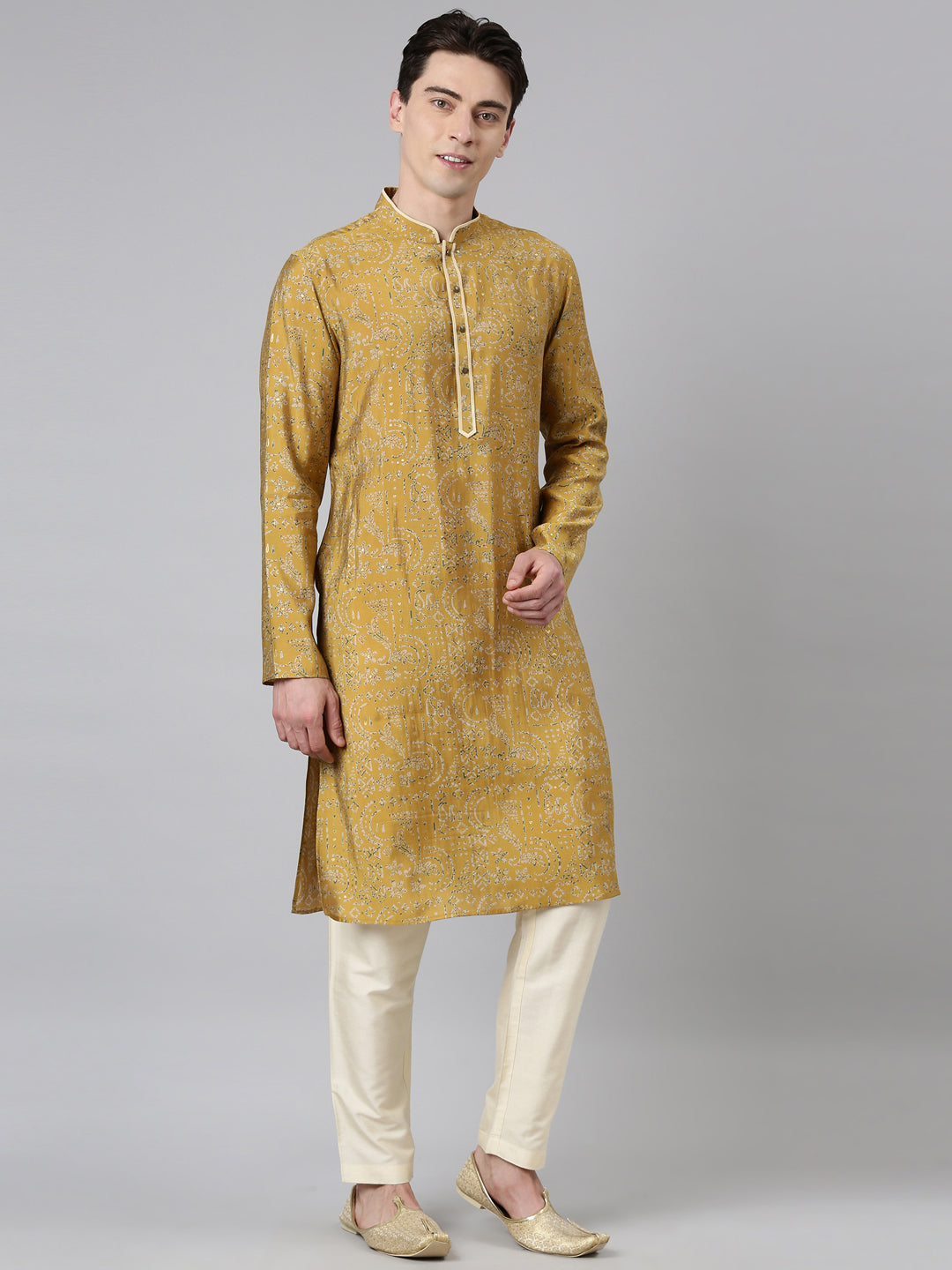 Mustard Batik Print Kurta Set
