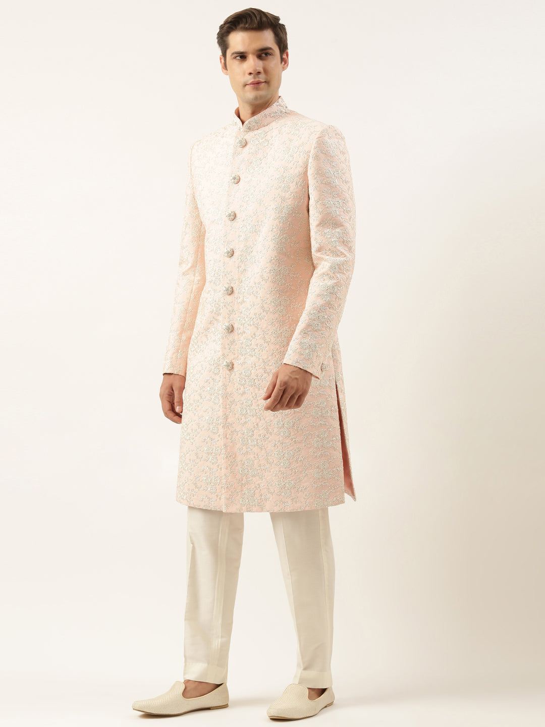 Pink embroidered indowestern