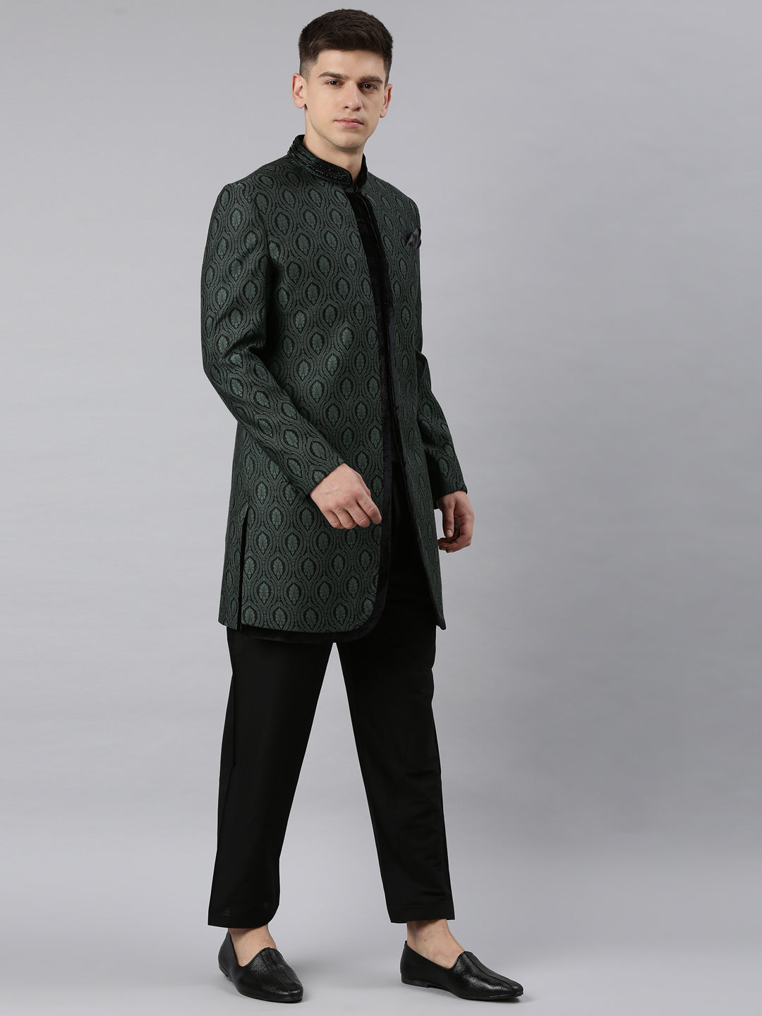 Green Black Indowestern With Salwar