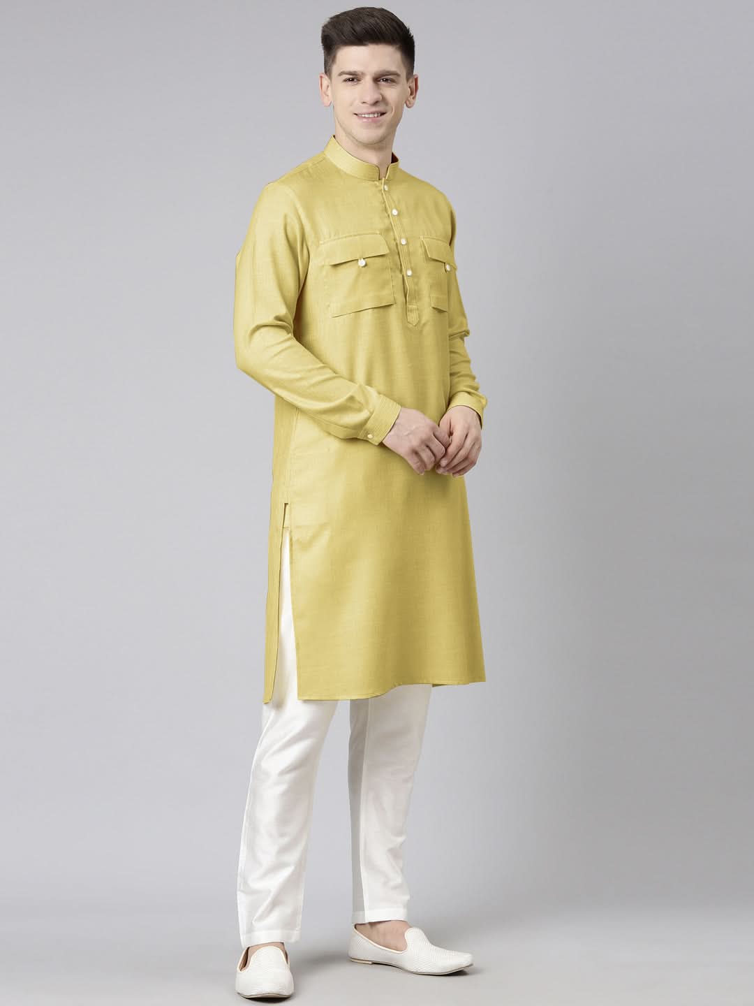 Greenish Beige Pathani Kurta Set