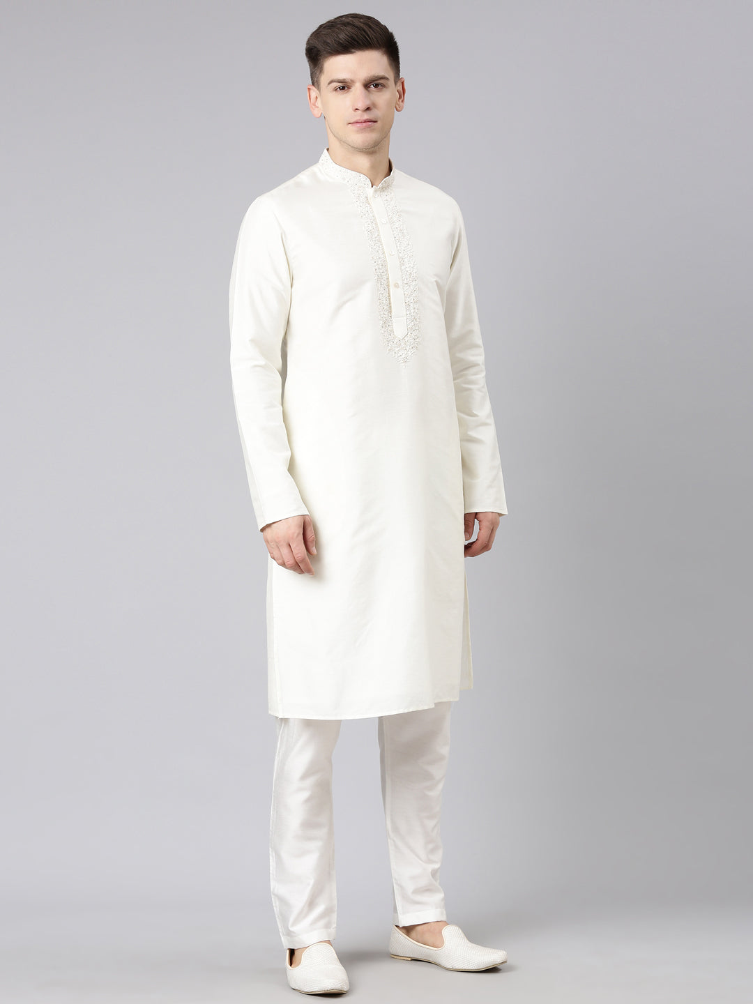 Cream Dori Embroidered Kurta Set