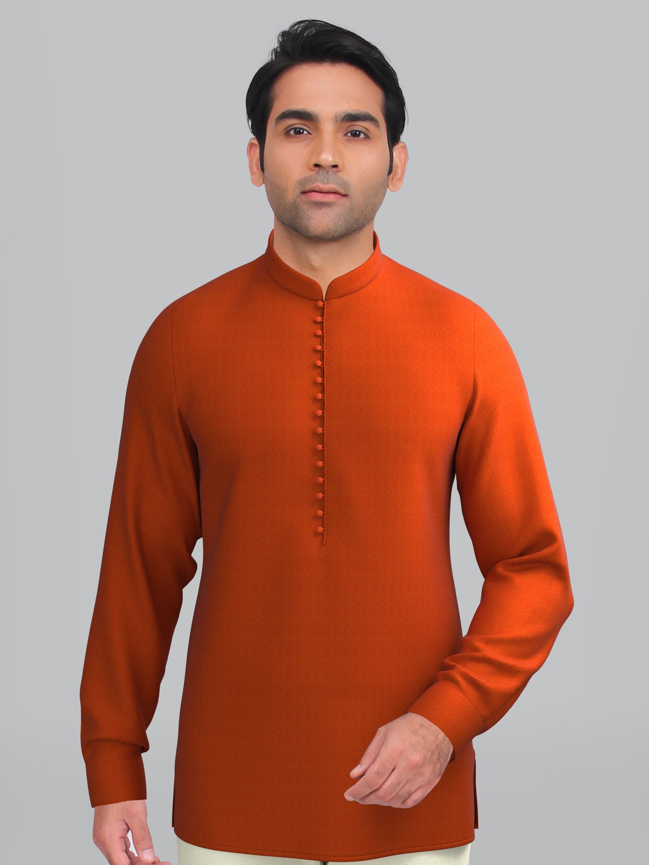 Rust Cotton Short Kurta