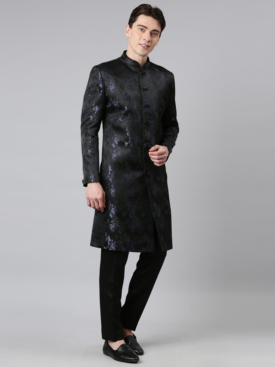 Blue Black Jacquard Indo Set