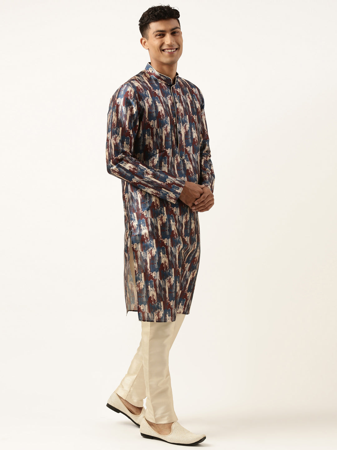 Blue Indigo abstract dabu print Kurta