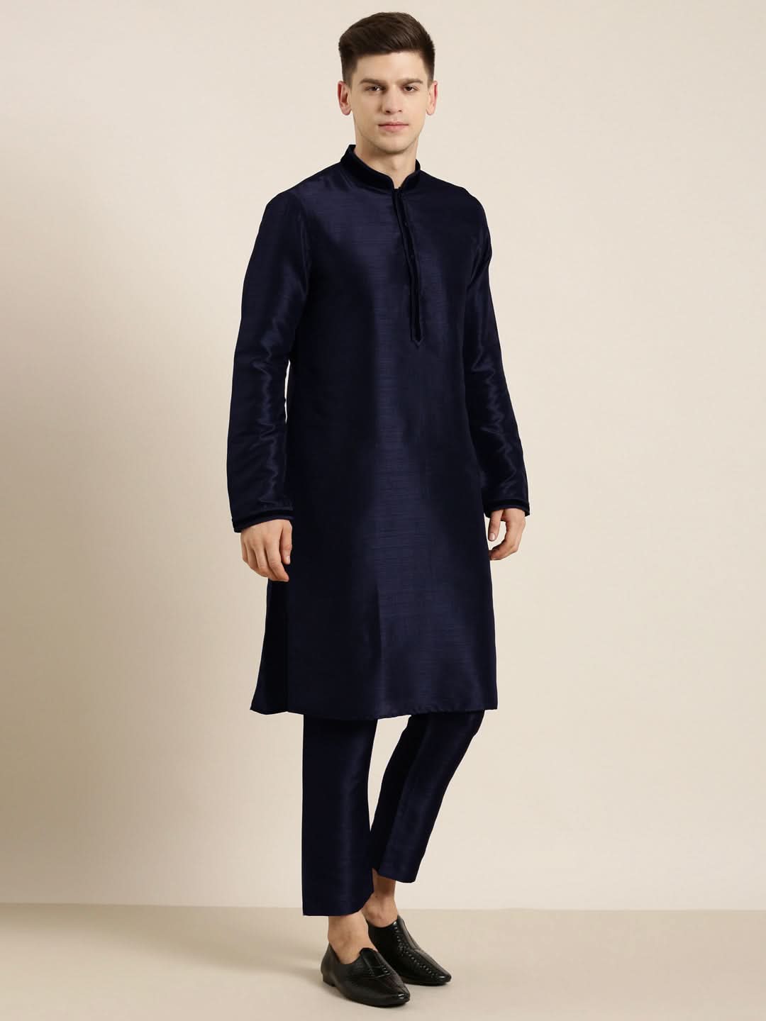 Navy Blue jacket Kurta Set