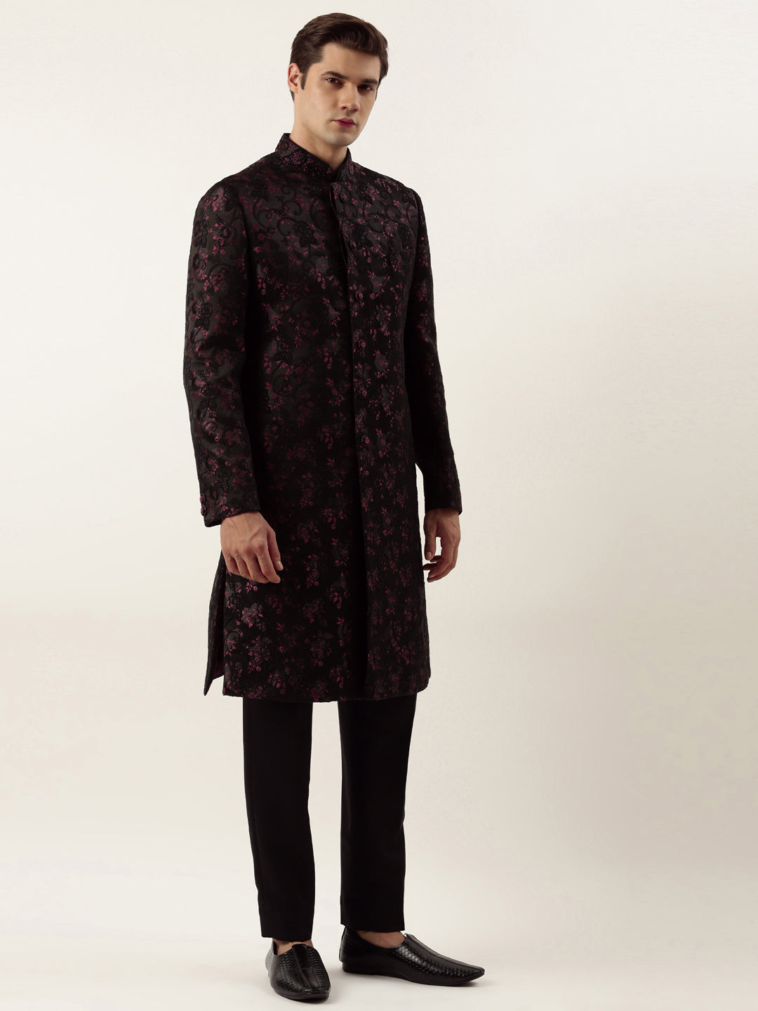 Wine Cord dori embroidered Indowestern